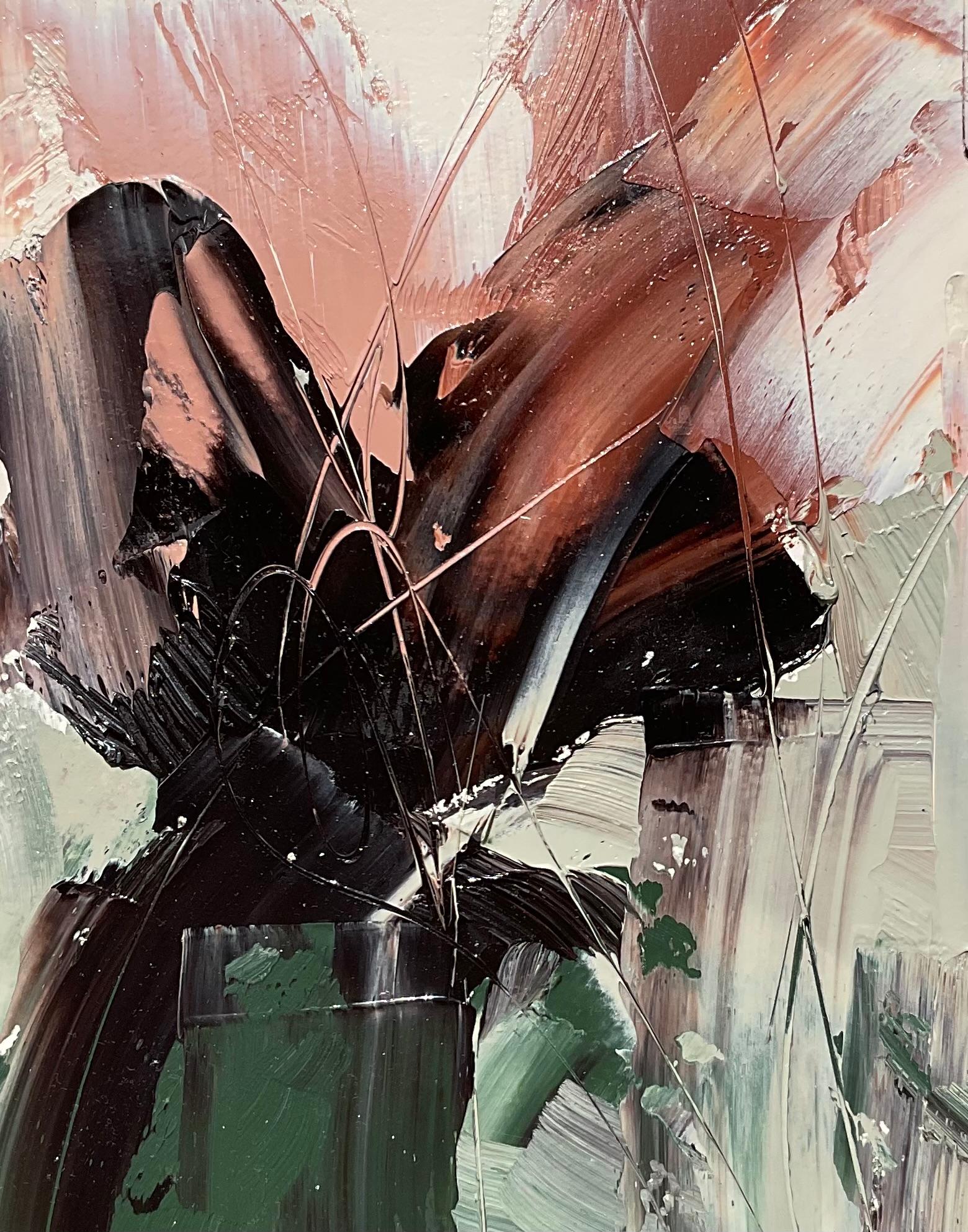 Echi di fioritura, II, Pittura a olio astratta - Abstract Painting Beige di Ronda Waiksnis