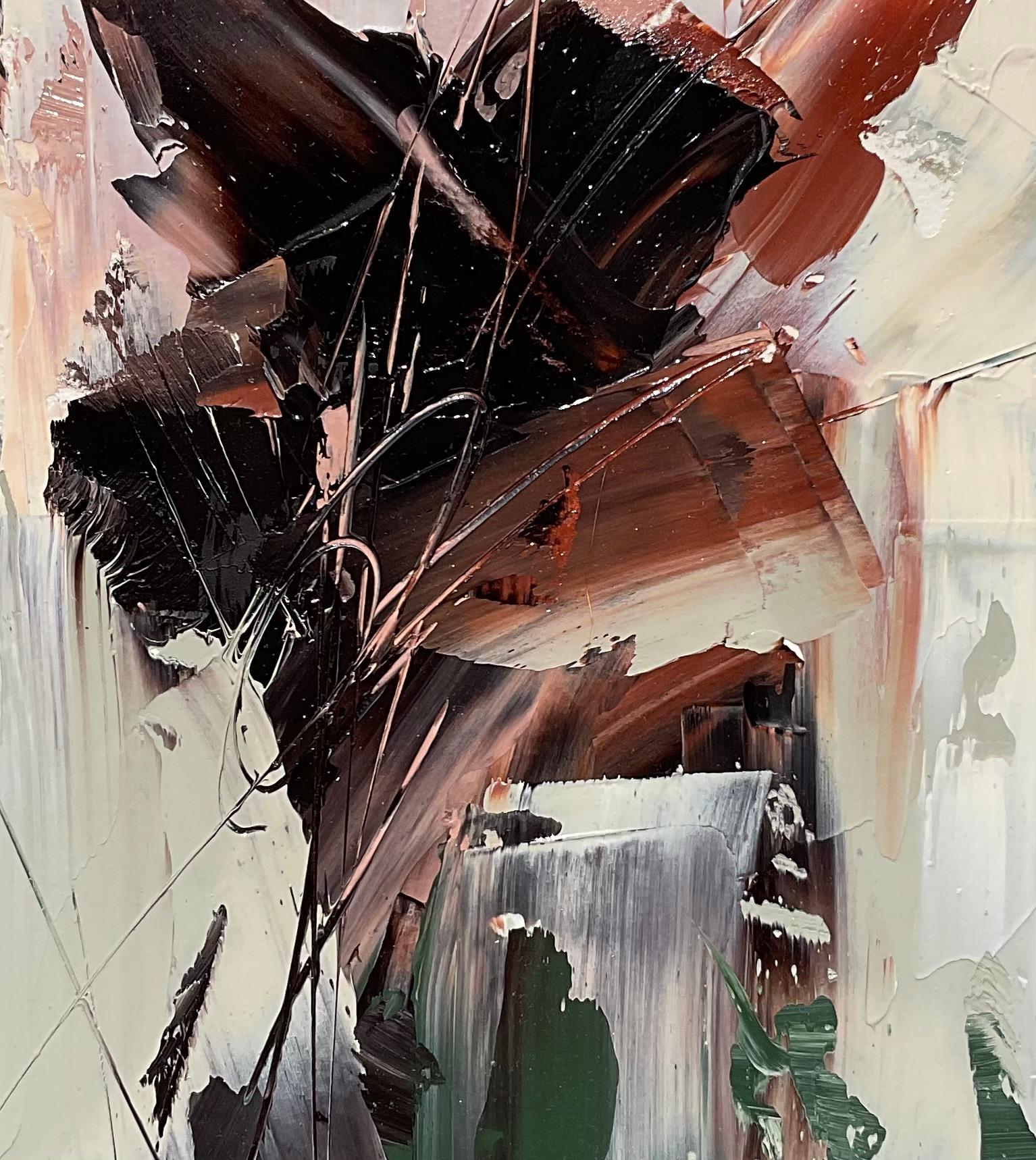 Echi di fioritura, III, Pittura a olio astratta - Abstract Painting Beige di Ronda Waiksnis