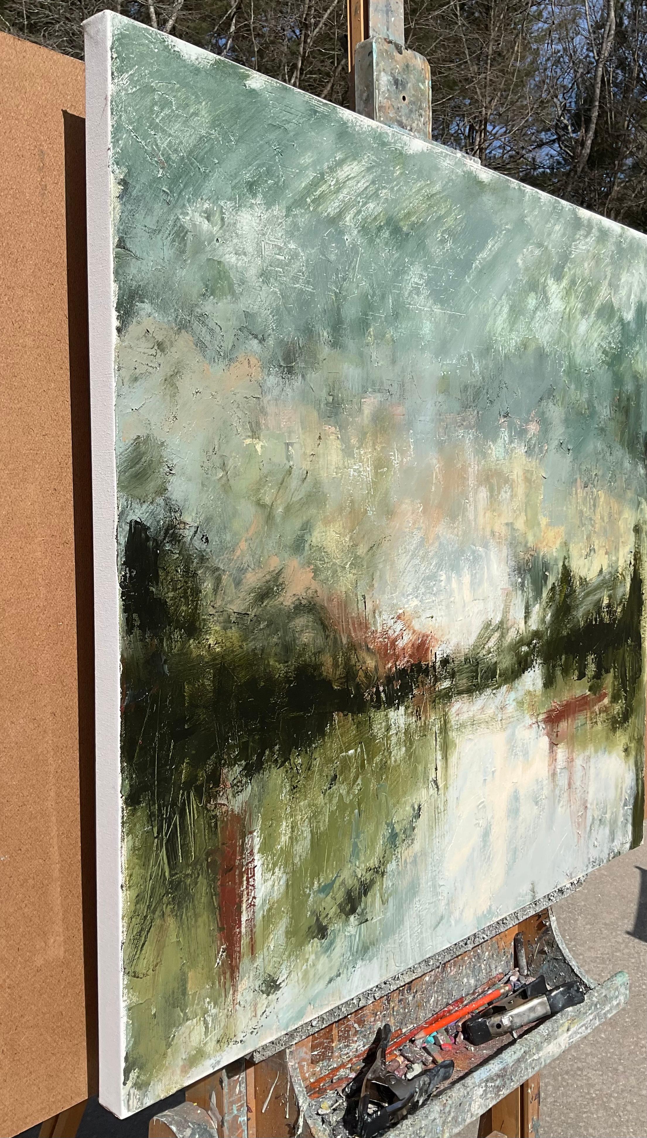 Sera in silenzio, pittura ad olio astratta - Painting di Ronda Waiksnis