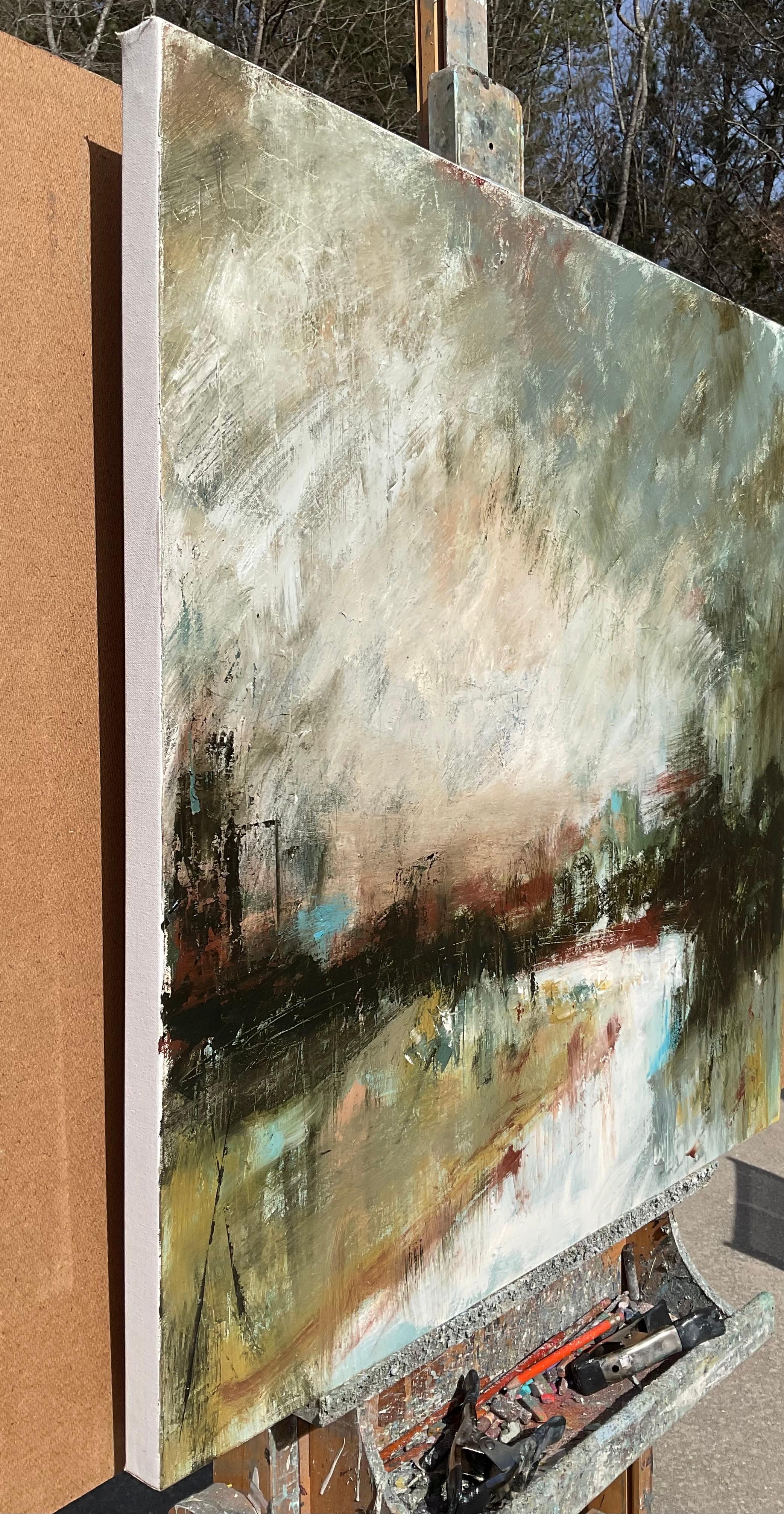 Luce in dissolvenza sul fiume Ebenezer, Pittura ad olio astratta - Painting di Ronda Waiksnis