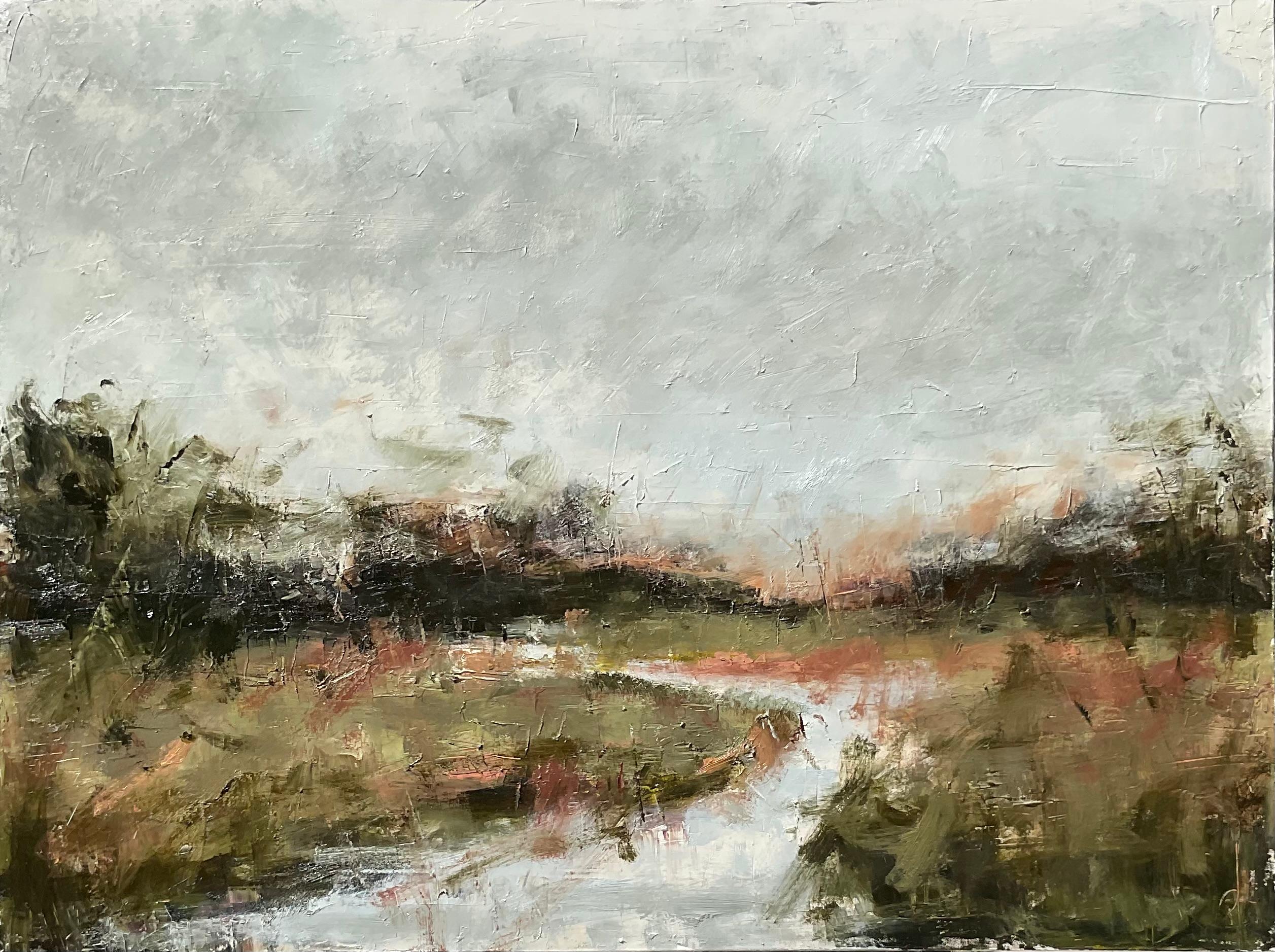 Landscape Painting Ronda Waiksnis - Rappel du paysage, peinture à l'huile abstraite