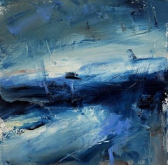 Layers of Blue, III, Abstract Oil Painting