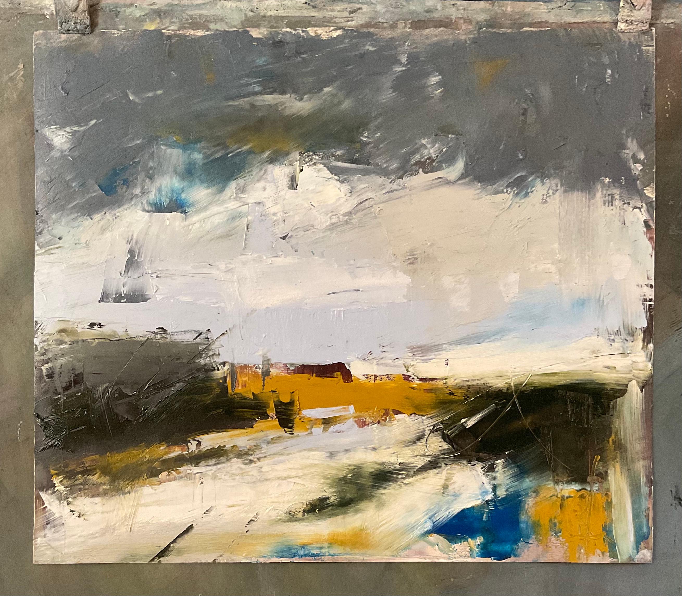 La granja de Millera, pintura al óleo abstracta - Painting Abstracto de Ronda Waiksnis