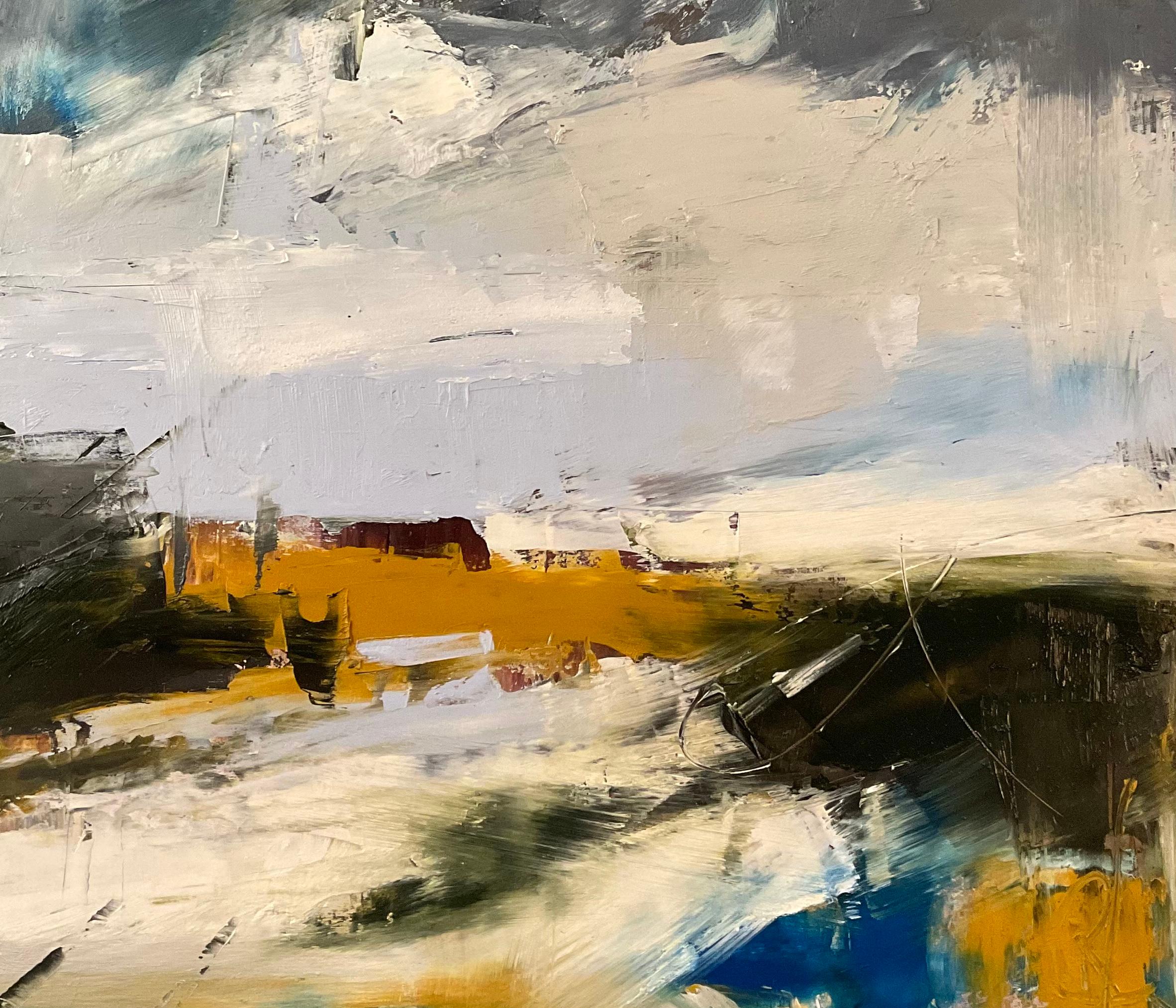 La granja de Millera, pintura al óleo abstracta - Abstract Painting Marrón de Ronda Waiksnis