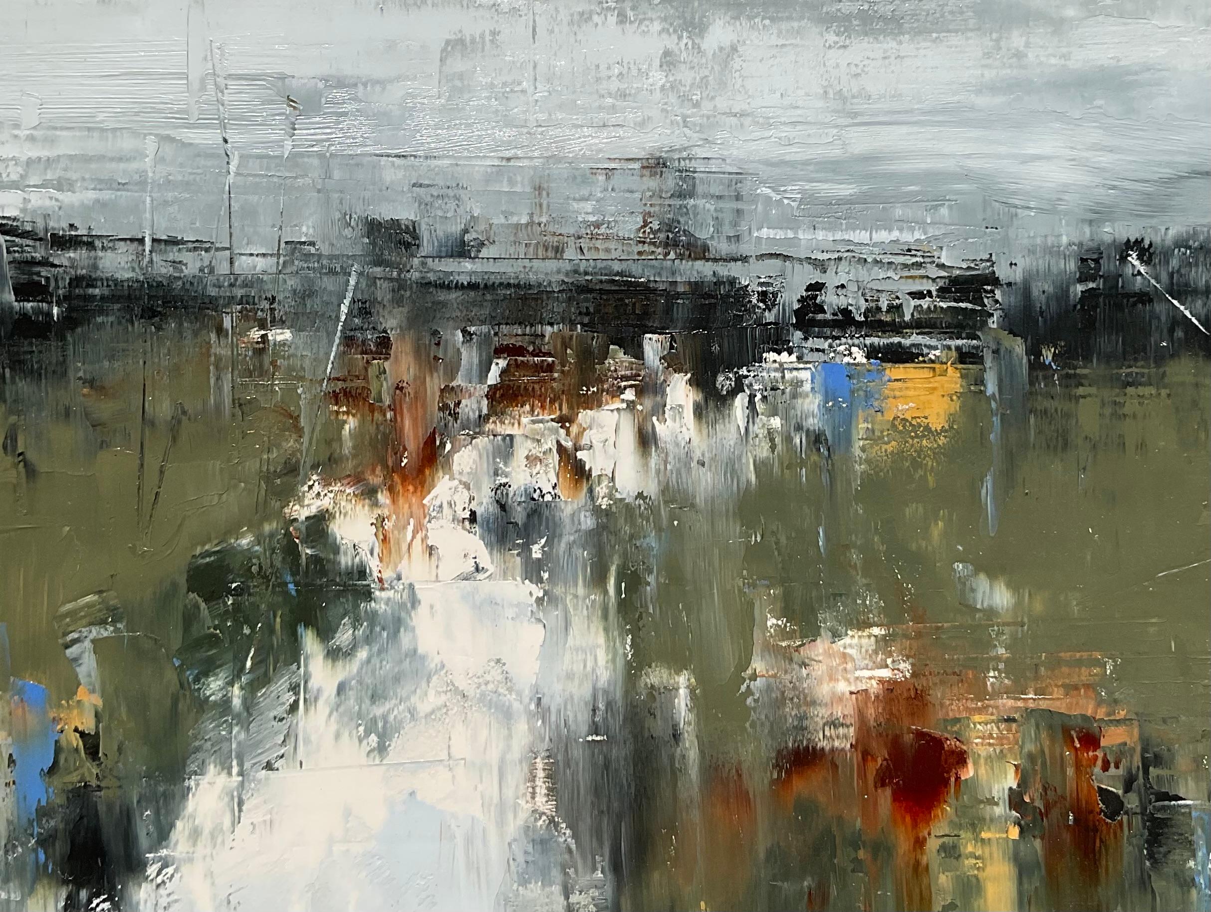 Cuento Matutino, Pintura al Óleo Abstracta - Abstract Painting Gris de Ronda Waiksnis