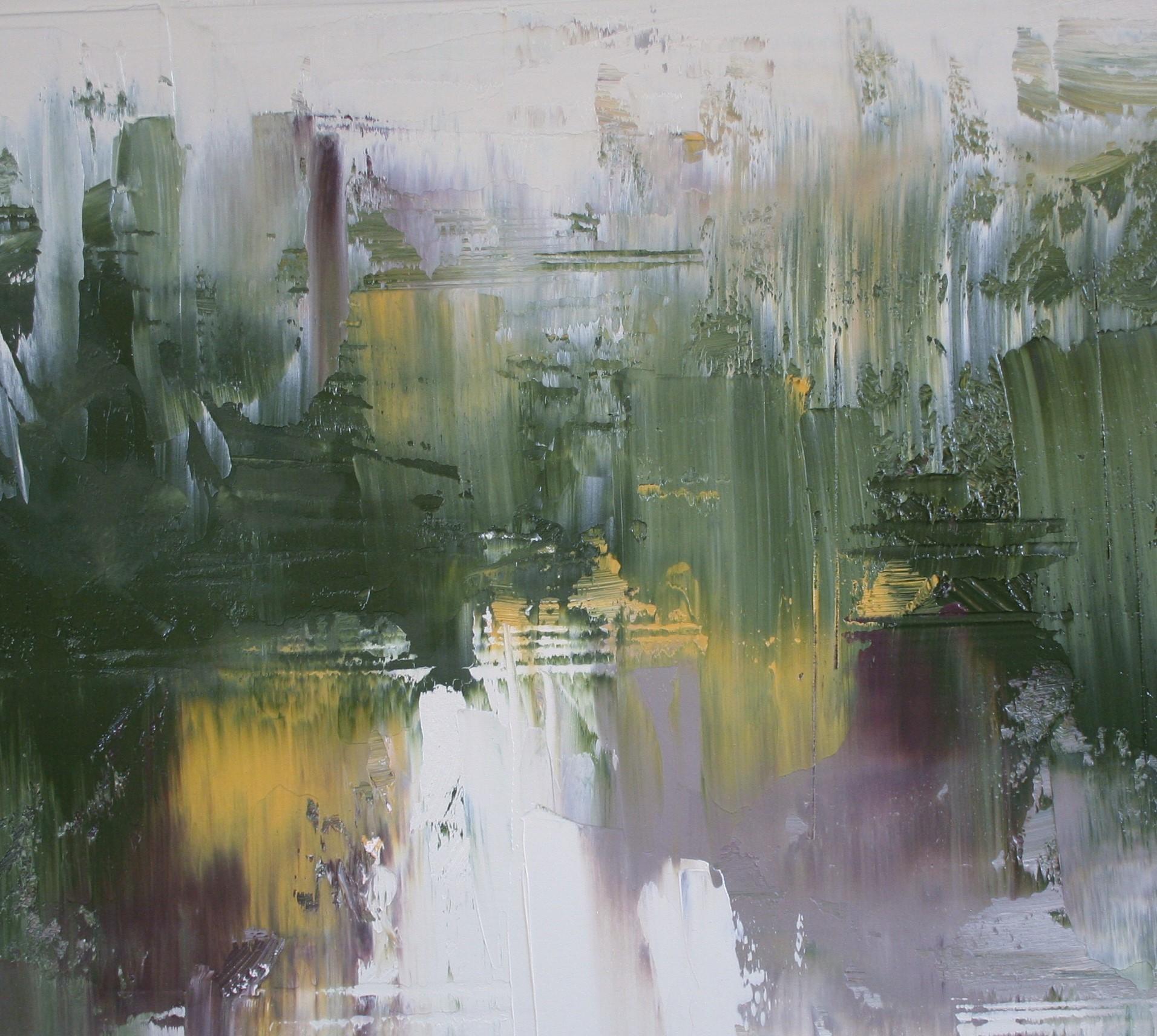 Sul ruscello di Sander, pittura a olio astratta - Abstract Painting Grigio di Ronda Waiksnis