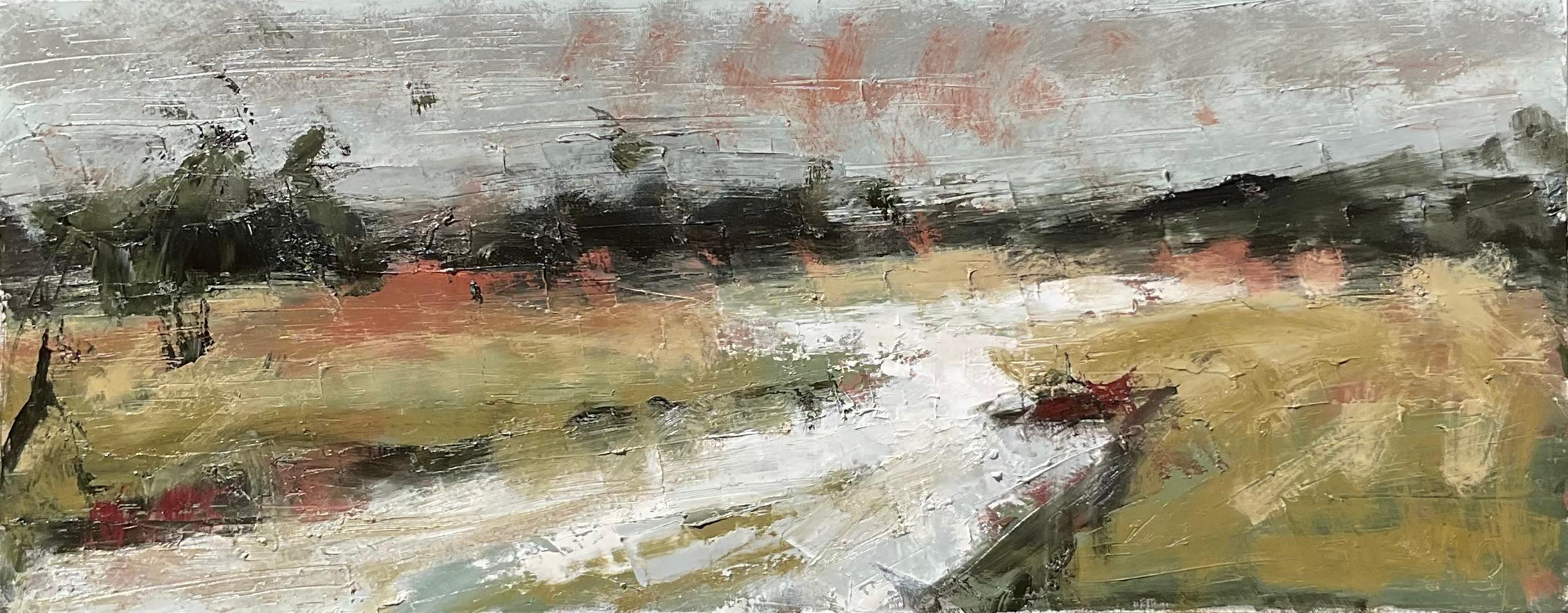 Abstract Painting di Ronda Waiksnis - Magia del fiume, pittura ad olio astratta