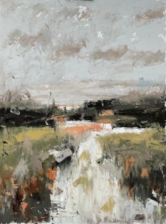 Peinture à l'huile abstraite « Spring Path » sur ébène