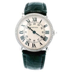 Ronde Louis Cartier 18K White Gold & Diamond Bezel W/ Service Papers dated 2023