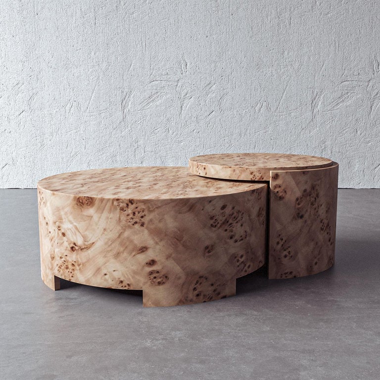 "Rondel" Burl Wood Veneer Cocktail Table by Christiane Lemieux at 1stDibs