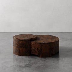 "Rondel" Walnut Burl Wood Veneer Cocktail Table by Christiane Lemieux