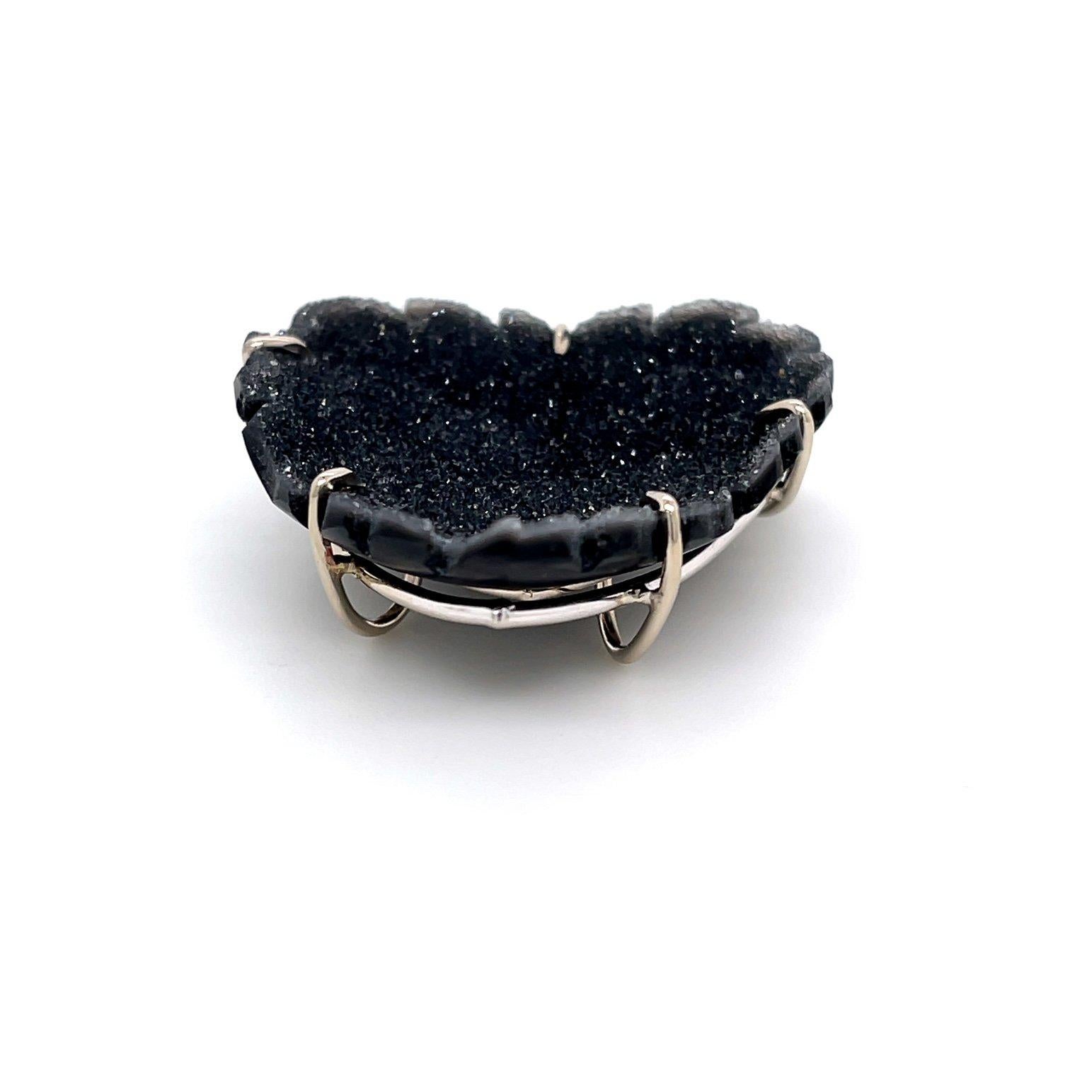Rondell Labradorit-Halskette mit schwarzem Druzy Herz-Verschluss (Zeitgenössisch) im Angebot