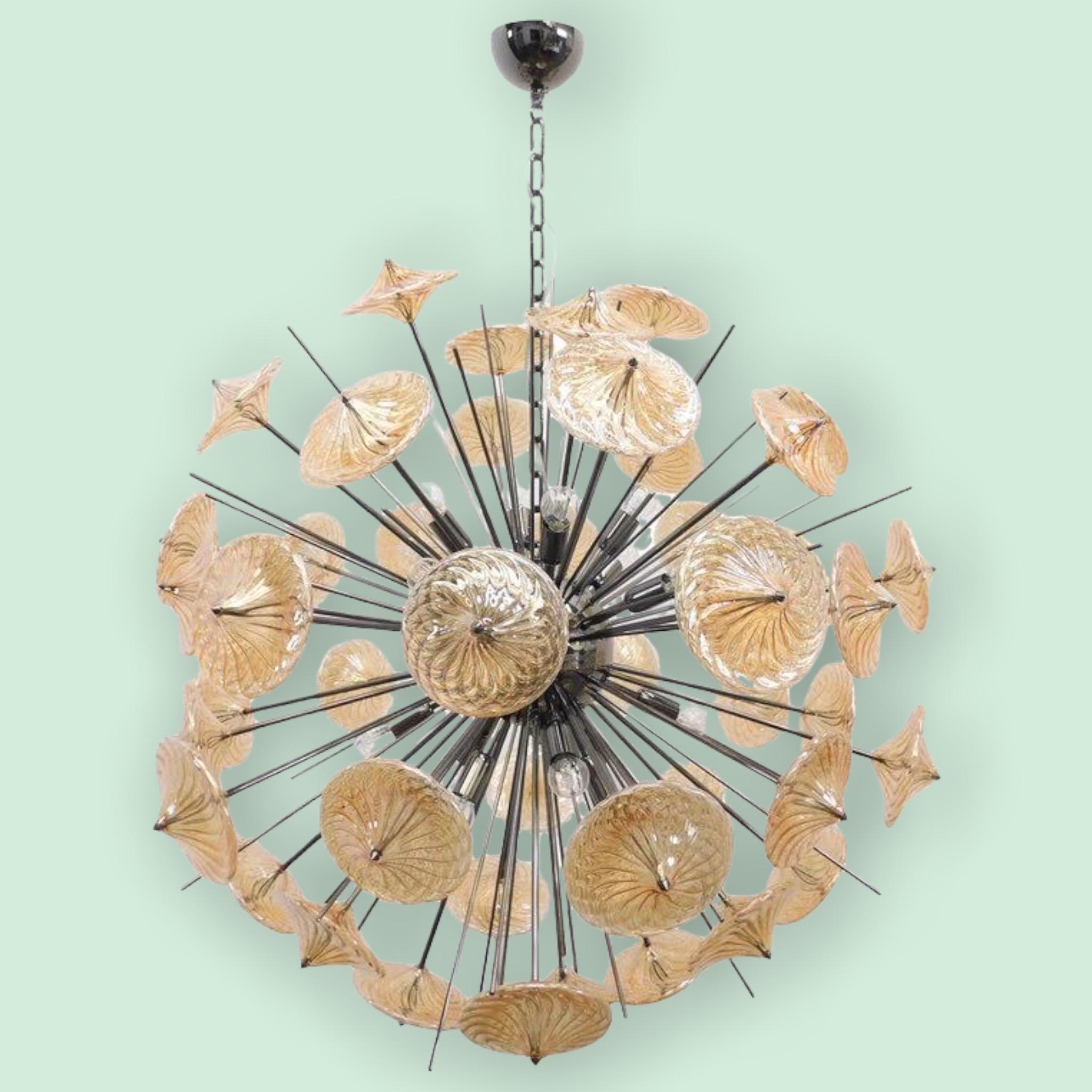 Blown Glass Rondella Sputnik Chandelier by Fabio Ltd For Sale