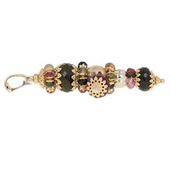 Rondelle Tourmaline Cross Enhancer Pendant, 18 Karat Yellow Gold Faith