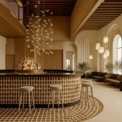 Rondi II Bar Chair by Nolita Harbour in Velvet and Brass.