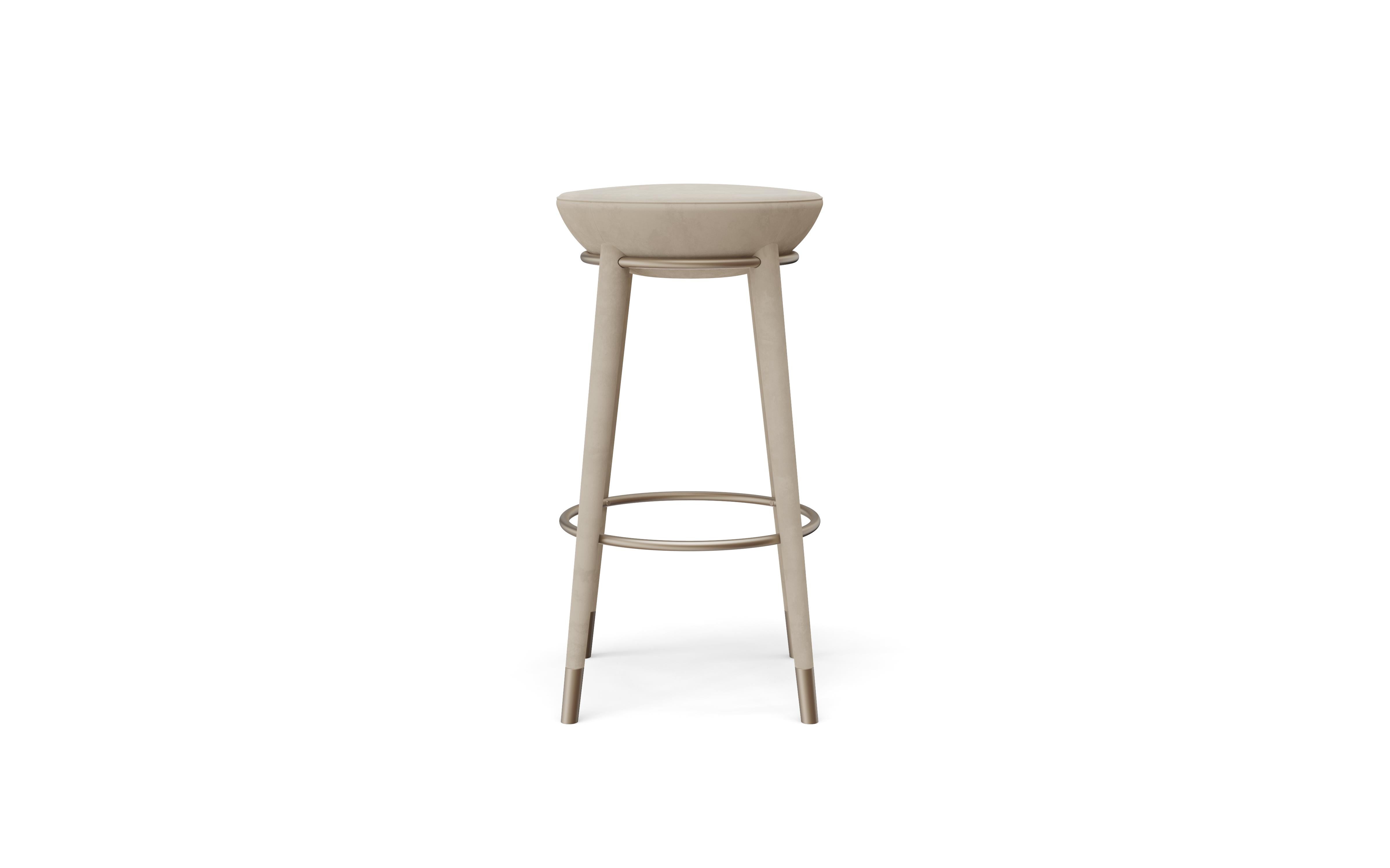 Moderne Rondi II Bar Chair by Nolita Harbour in Velvet and Brass. en vente