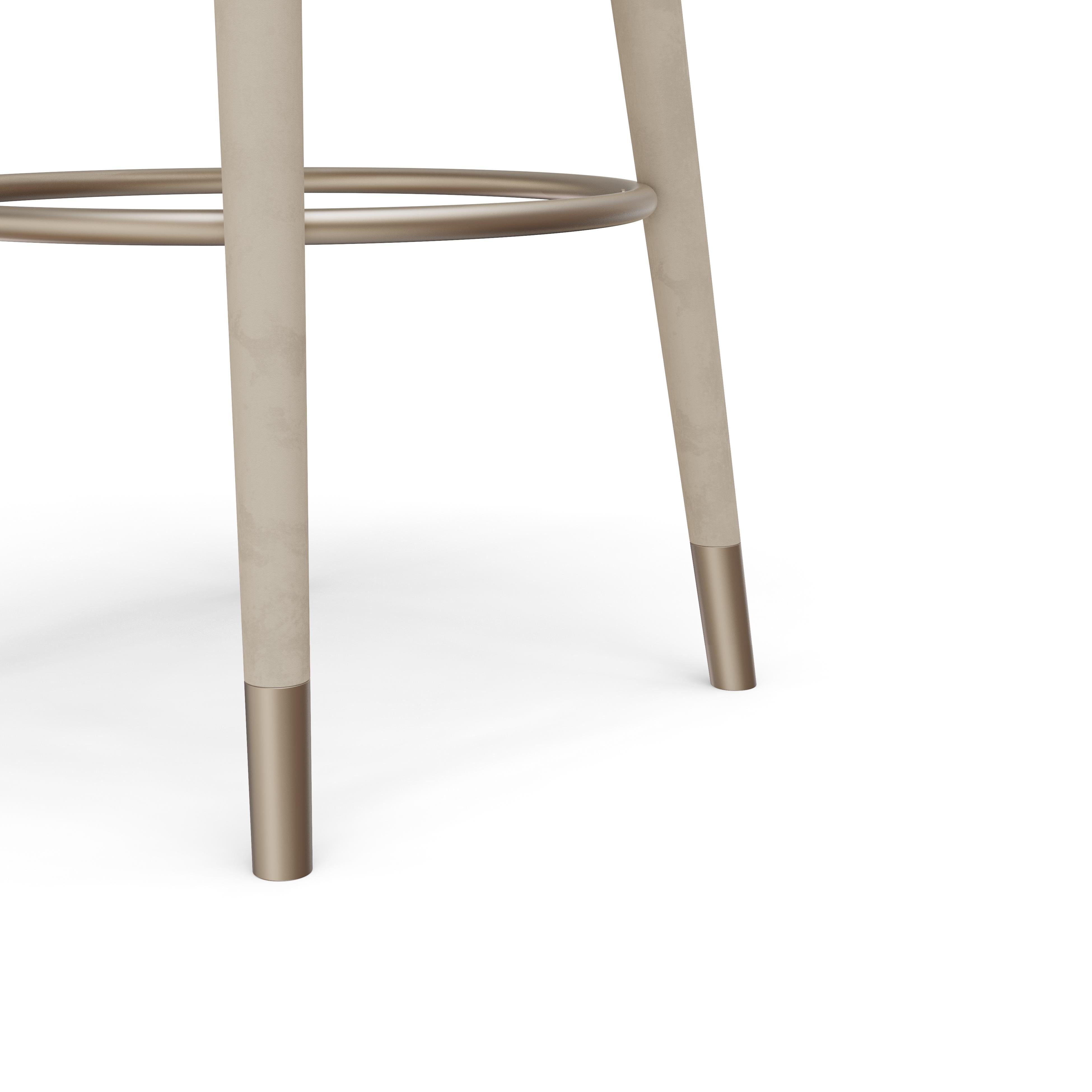 Portugais Rondi II Bar Chair by Nolita Harbour in Velvet and Brass. en vente