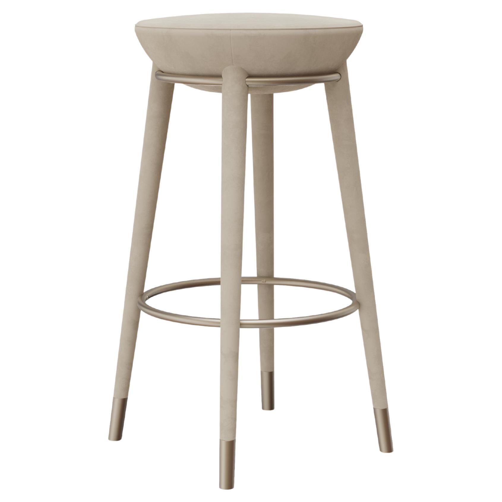 Rondi II Bar Chair by Nolita Harbour in Velvet and Brass.