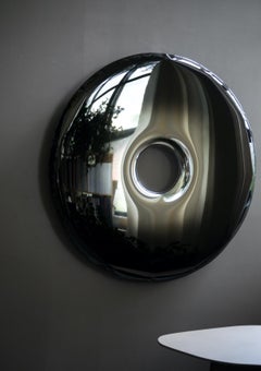 Rondo 120 Dark Matter Color Stainless Steel Wall Mirror by Zieta