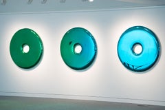 Rondo 120 Polished Emerald Color Stainless Steel Wall Mirror by Zieta