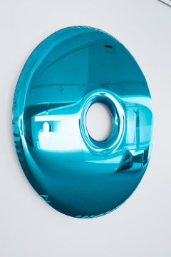 Rondo 120 Polished Sapphire Color Stainless Steel Wall Mirror by Zieta