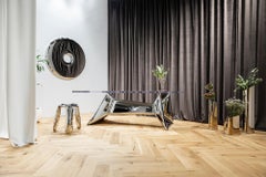 In stock Rondo 120 Polished Stainless Steel Wall Mirror by Zieta