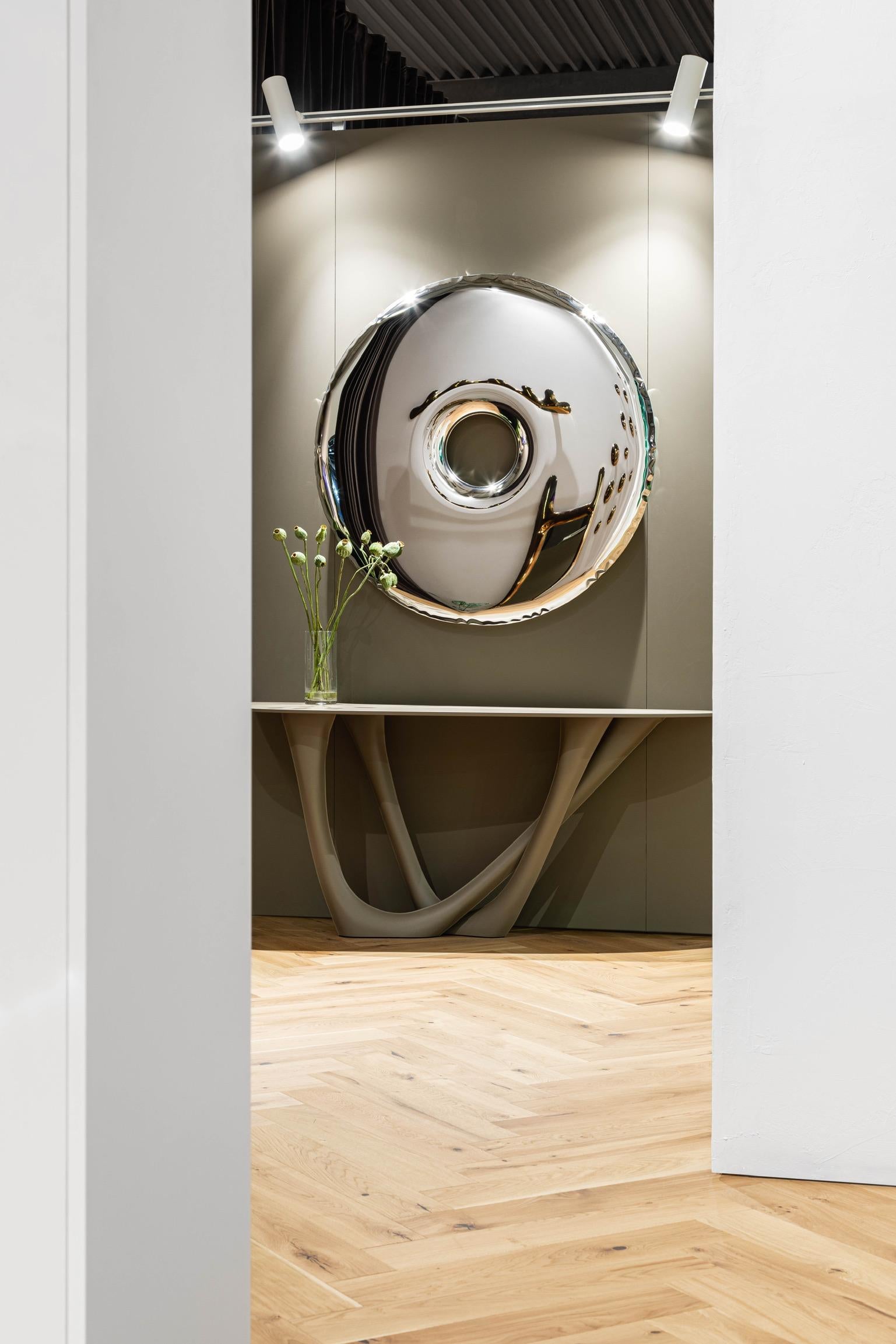 In stock Rondo 120 Polished Stainless Steel Wall Mirror by Zieta For Sale 3