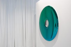 Rondo 150 Gradient of Emerald and Sapphire Color Stainless Steel Wall Mirror