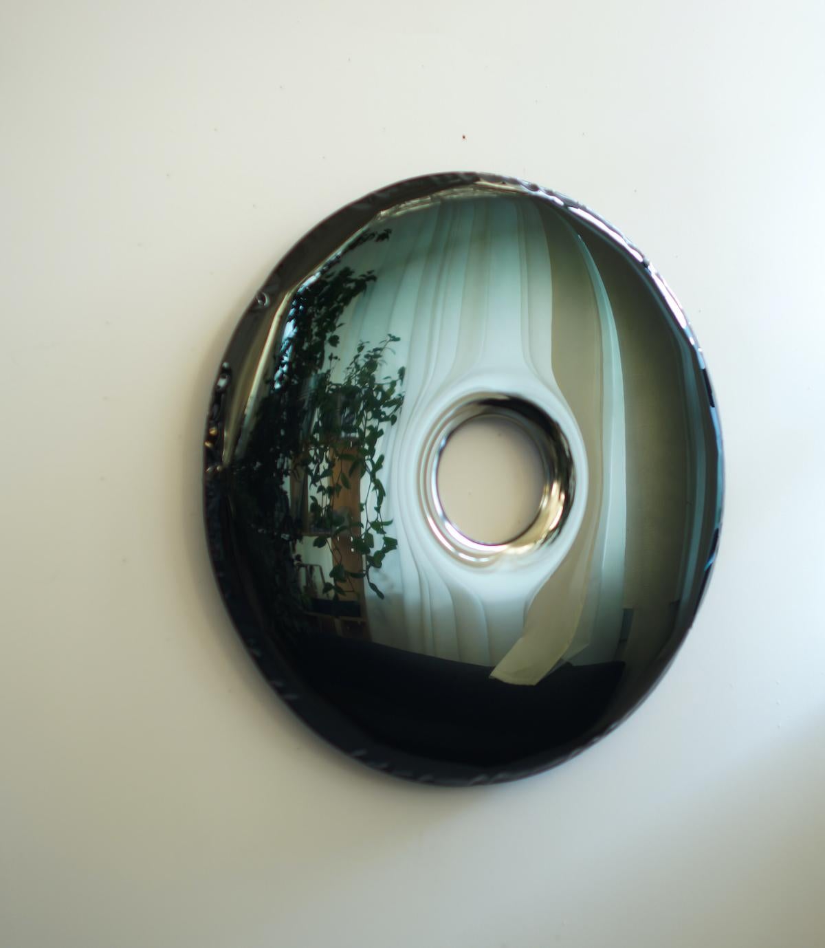 Rondo 150 Polished Dark Matter Color Stainless Steel Wall Mirror by Zieta In New Condition For Sale In Beverly Hills, CA