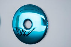 Rondo 95 Polished Sapphire Color Stainless Steel Wall Mirror by Zieta