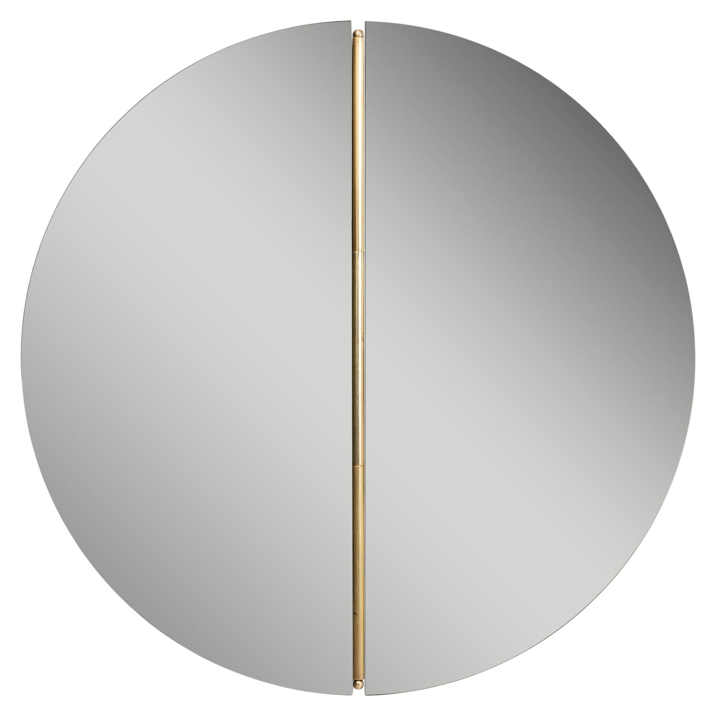 “Rondò” Classic Round Mirror in Matte Brass-Plated Stainless Steel, by Mingardo en venta