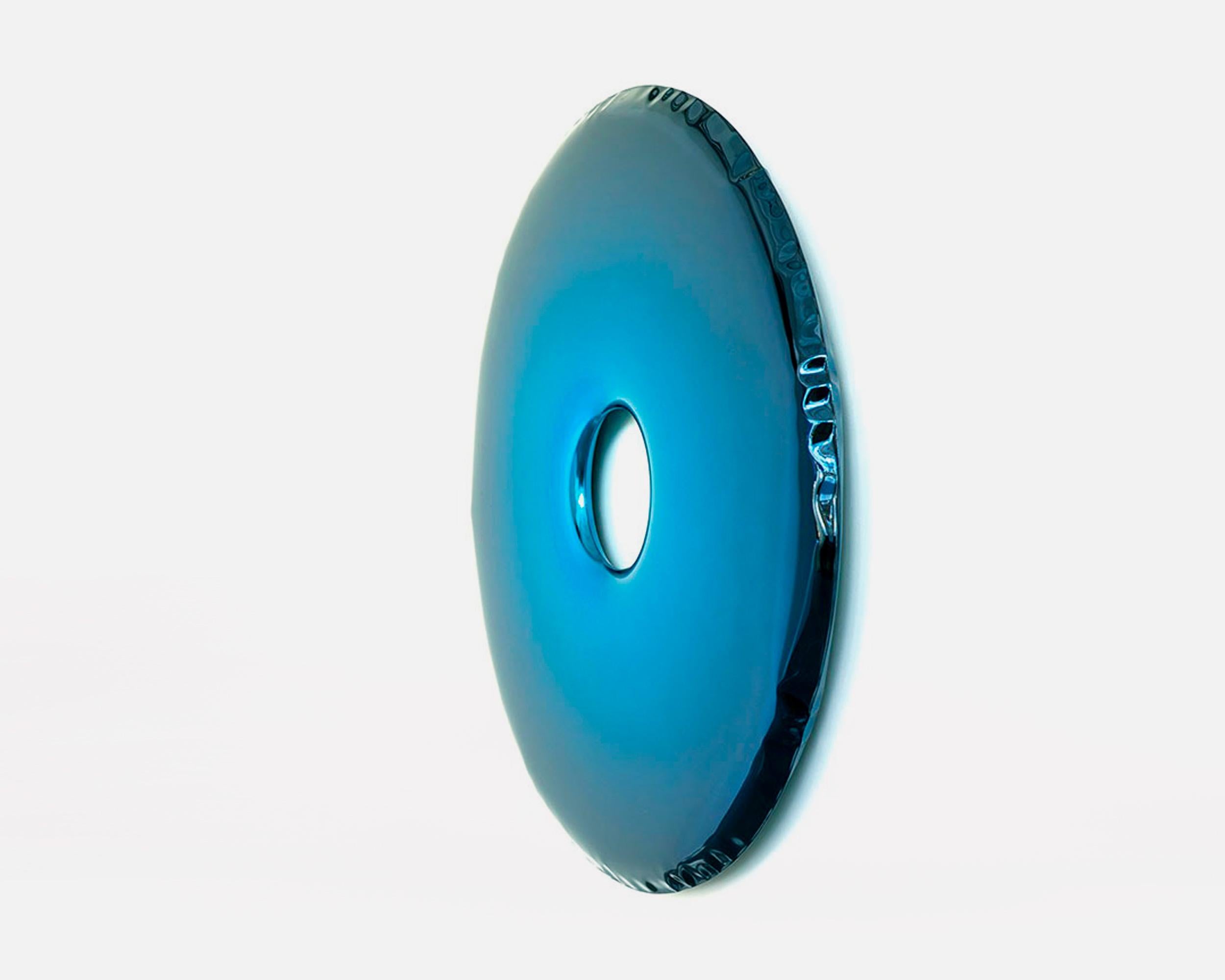 Polacco Specchio Rondo 95 'Deep Space Blue' in acciaio inossidabile di Zieta in vendita
