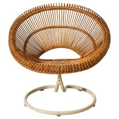 "Rondo" Rattan Easy Chair by Göte-Möbler, Sweden, 1960s
