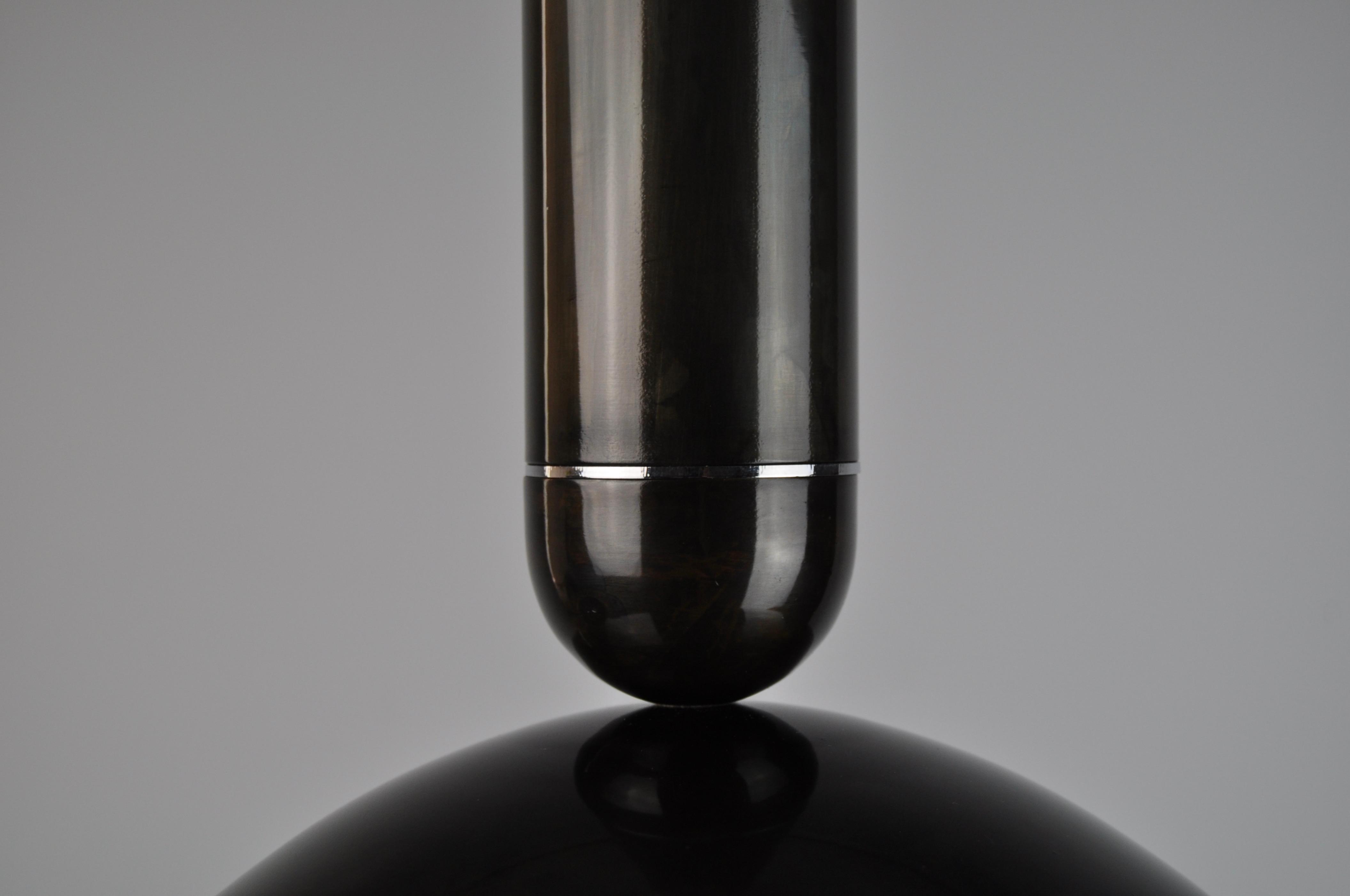 Modern Rone Contemporary LED Pendant in Blackened Bronze and Nickel, Handmade in Sweden For Sale