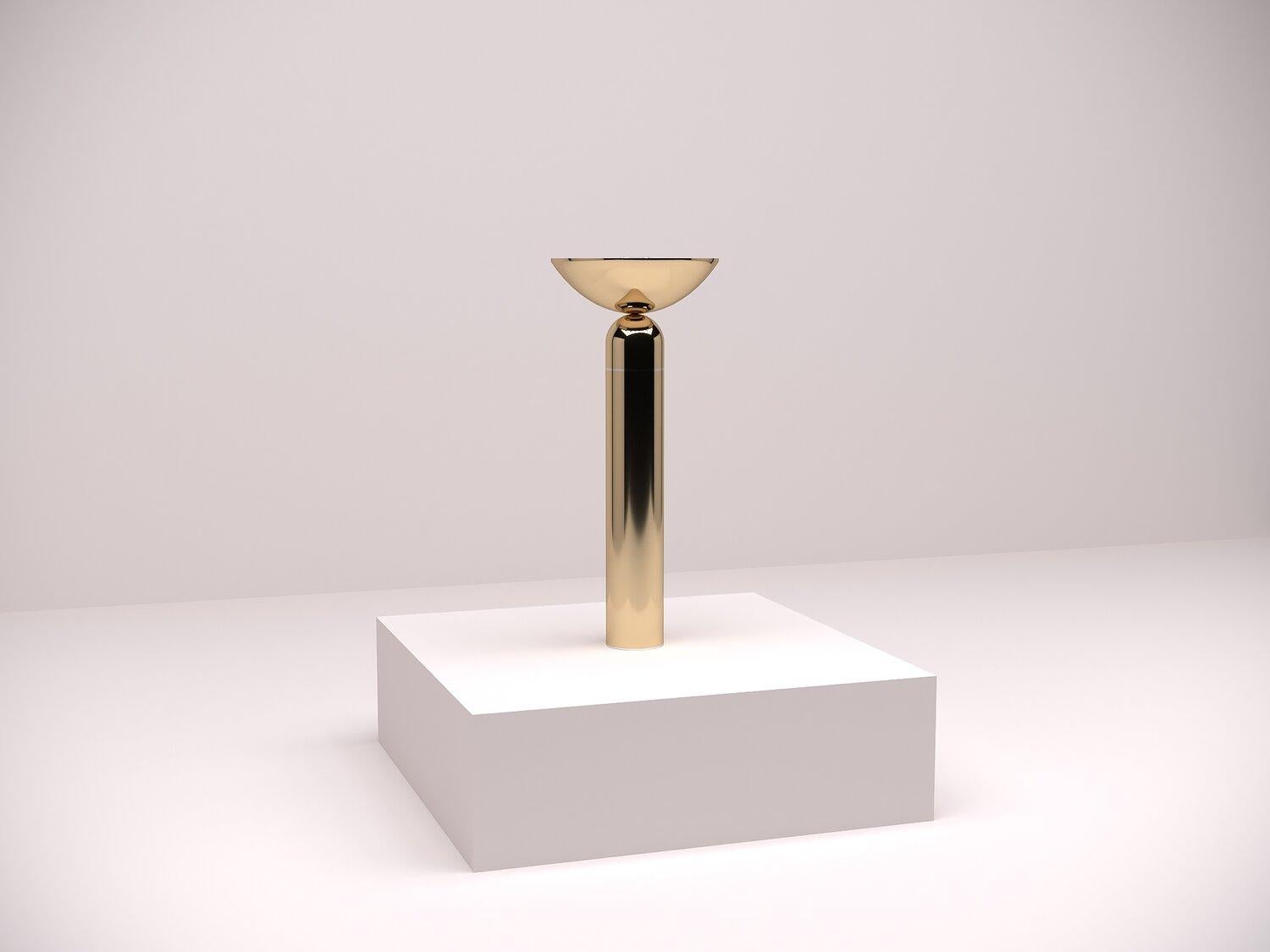 Scandinavian Rone Contemporary LED Sculptural Brass Table Light, Handmade in Sweden For Sale