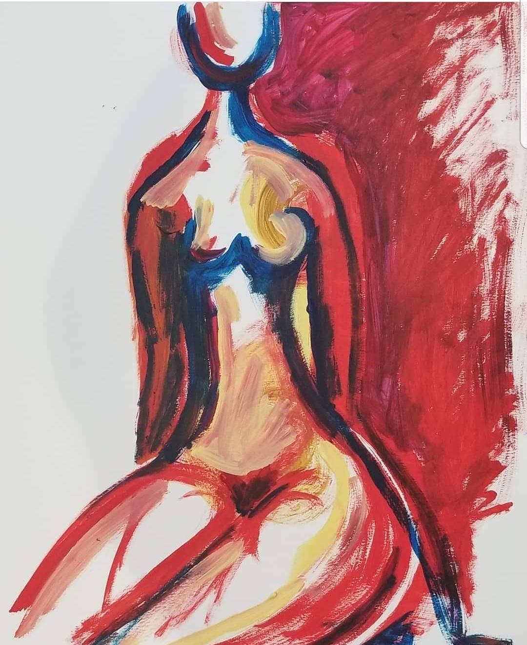 Femme rouge - Mixed Media Art de Ronen Pollak