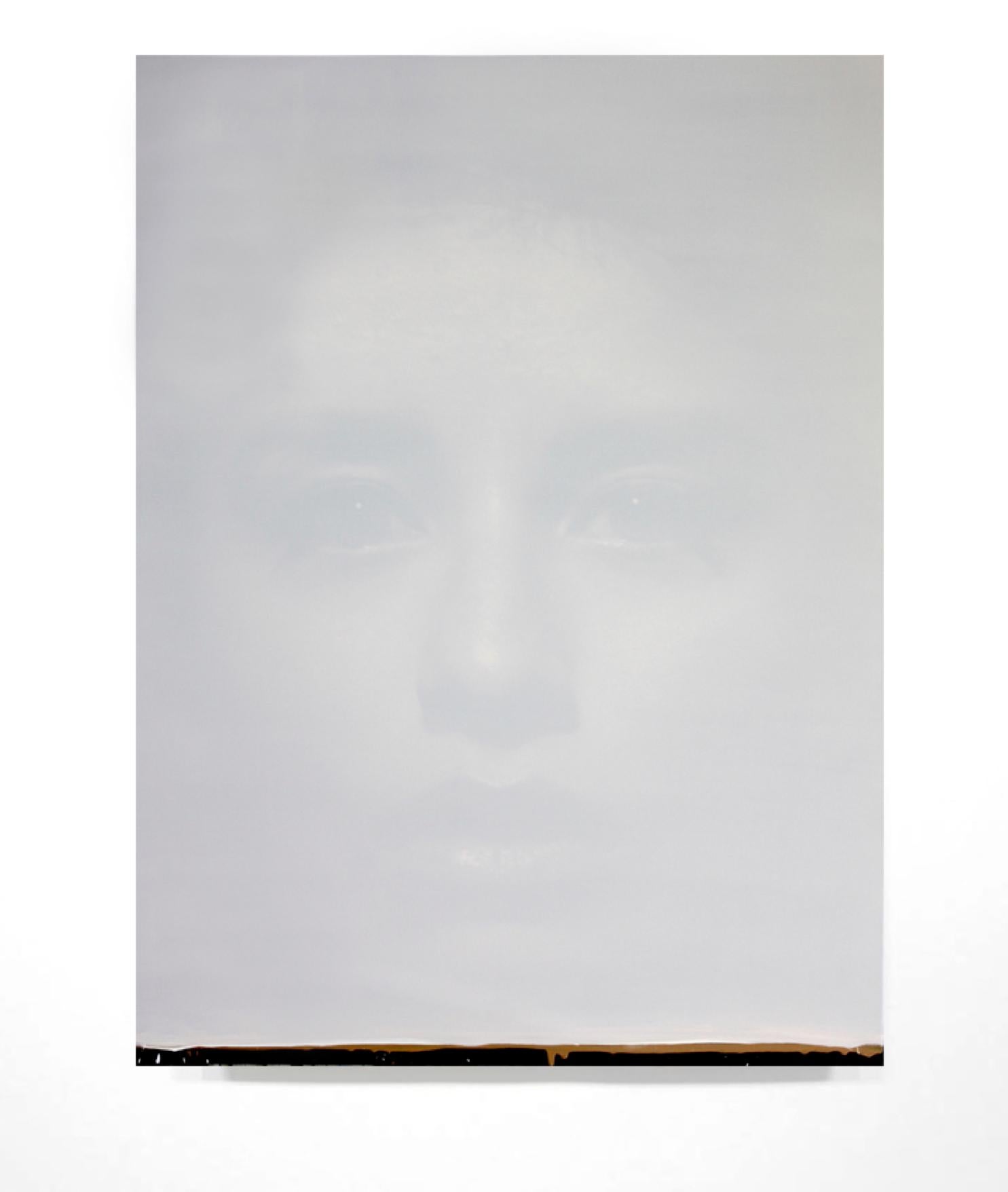 Roni Stretch Portrait Painting - Karina, orange chrome, dusty white