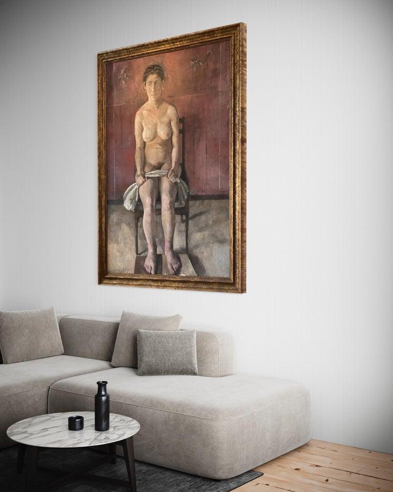 'Aya Sitting' by Roni Taharlev - Large Figurative Nude of a Young Woman For Sale 5