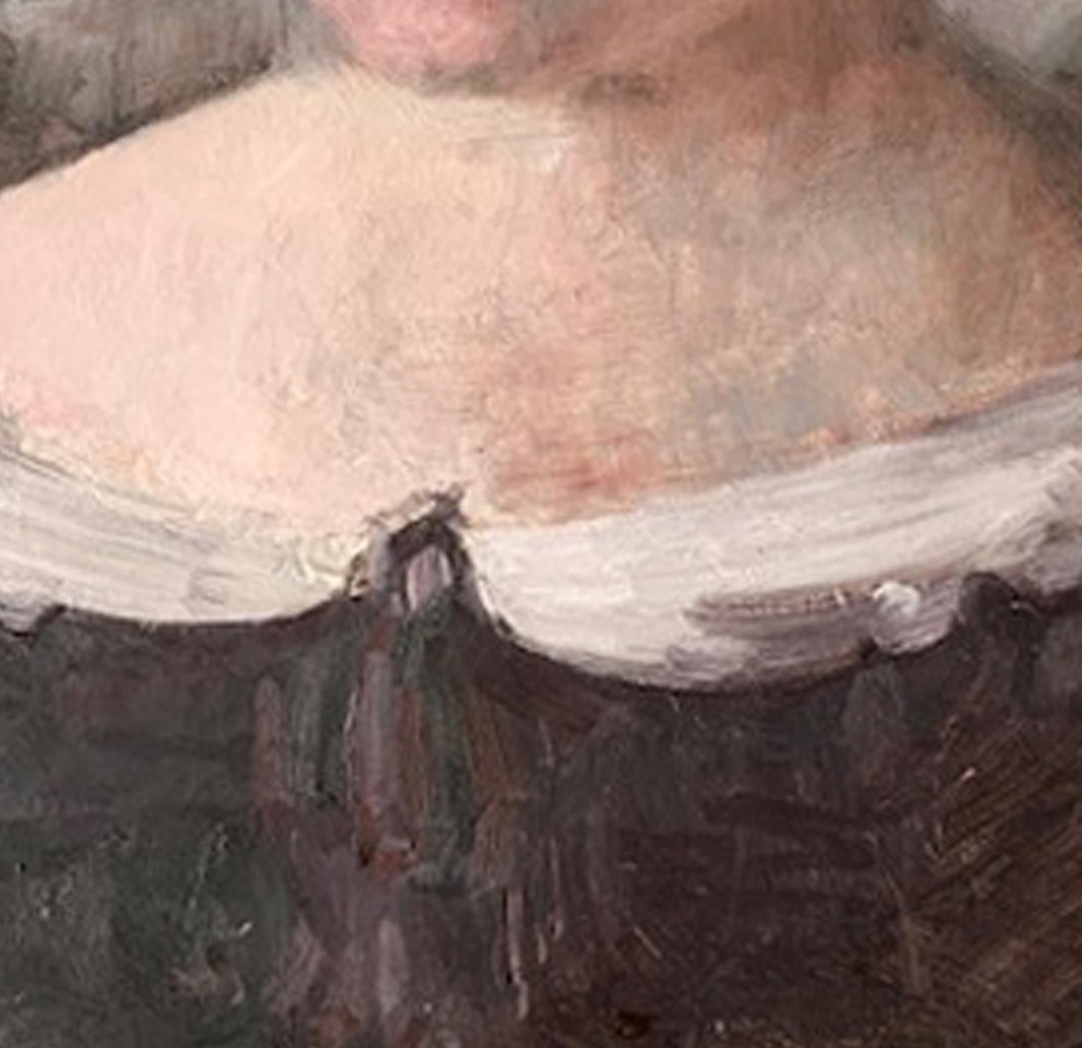 „Lily“ von Roni Taharlev – Weibliches Porträt der Renaissance – Öl auf Leinwand Gemälde im Angebot 4