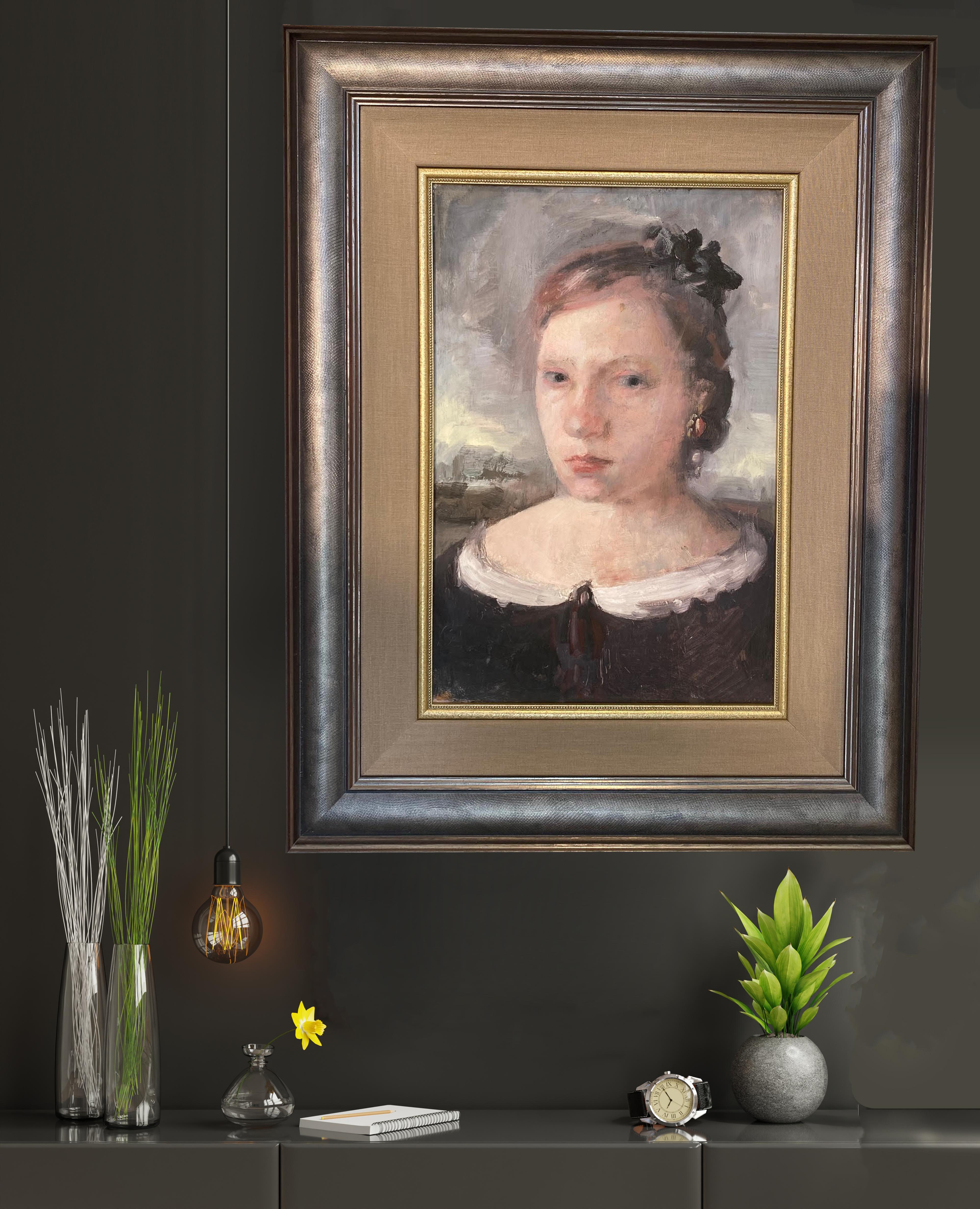 „Lily“ von Roni Taharlev – Weibliches Porträt der Renaissance – Öl auf Leinwand Gemälde im Angebot 6