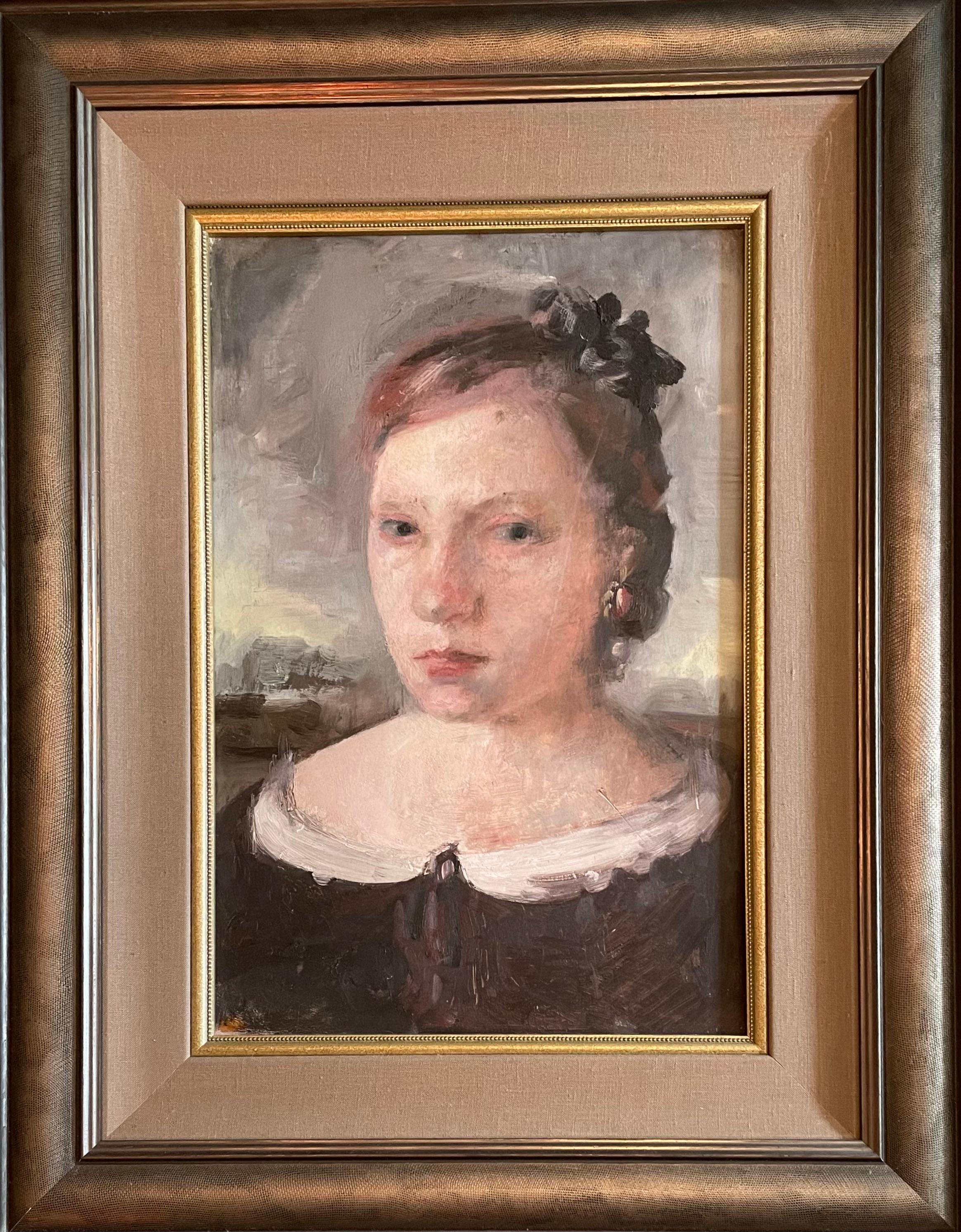 „Lily“ von Roni Taharlev – Weibliches Porträt der Renaissance – Öl auf Leinwand Gemälde im Angebot 1