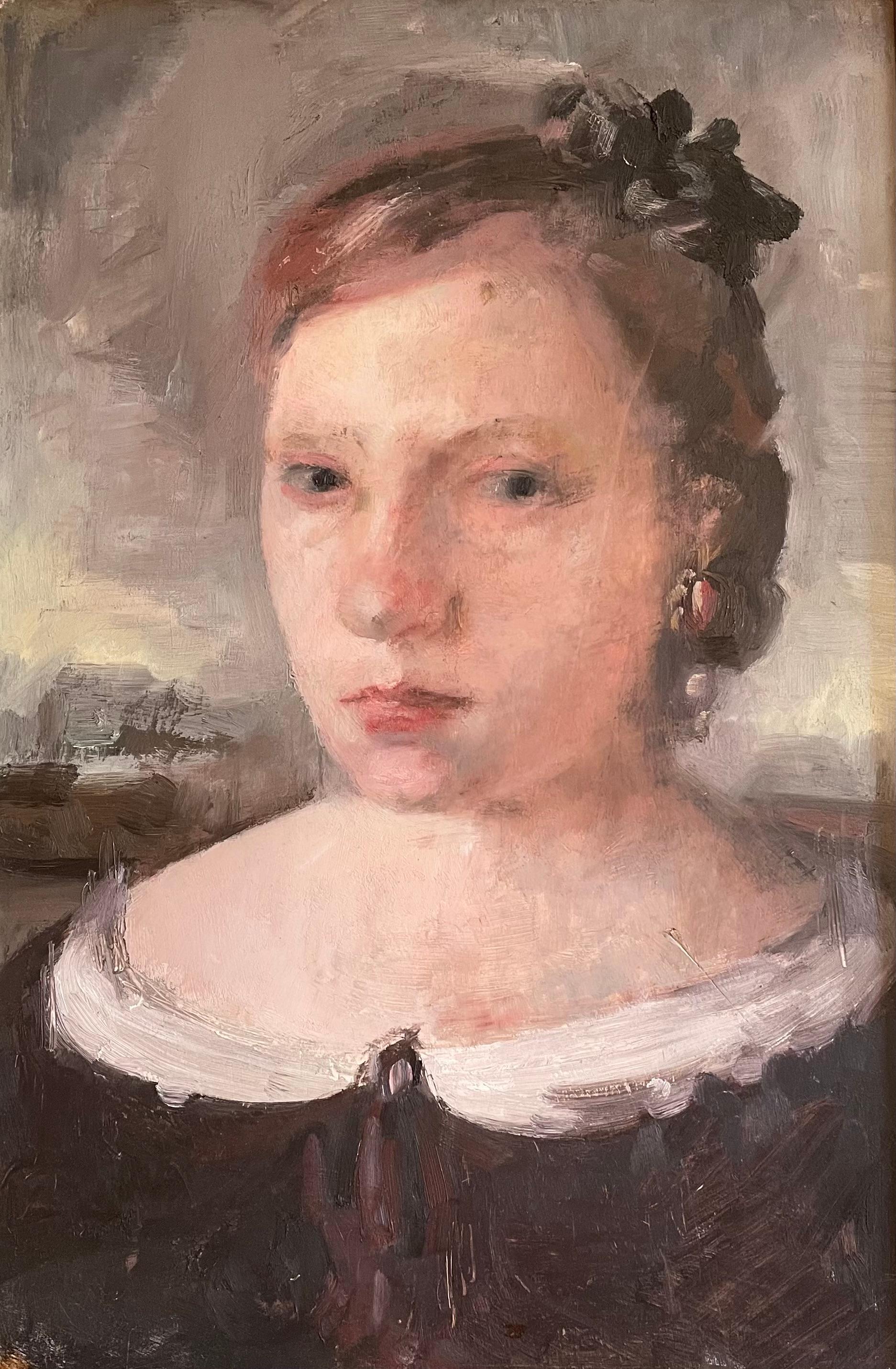 „Lily“ von Roni Taharlev – Weibliches Porträt der Renaissance – Öl auf Leinwand Gemälde