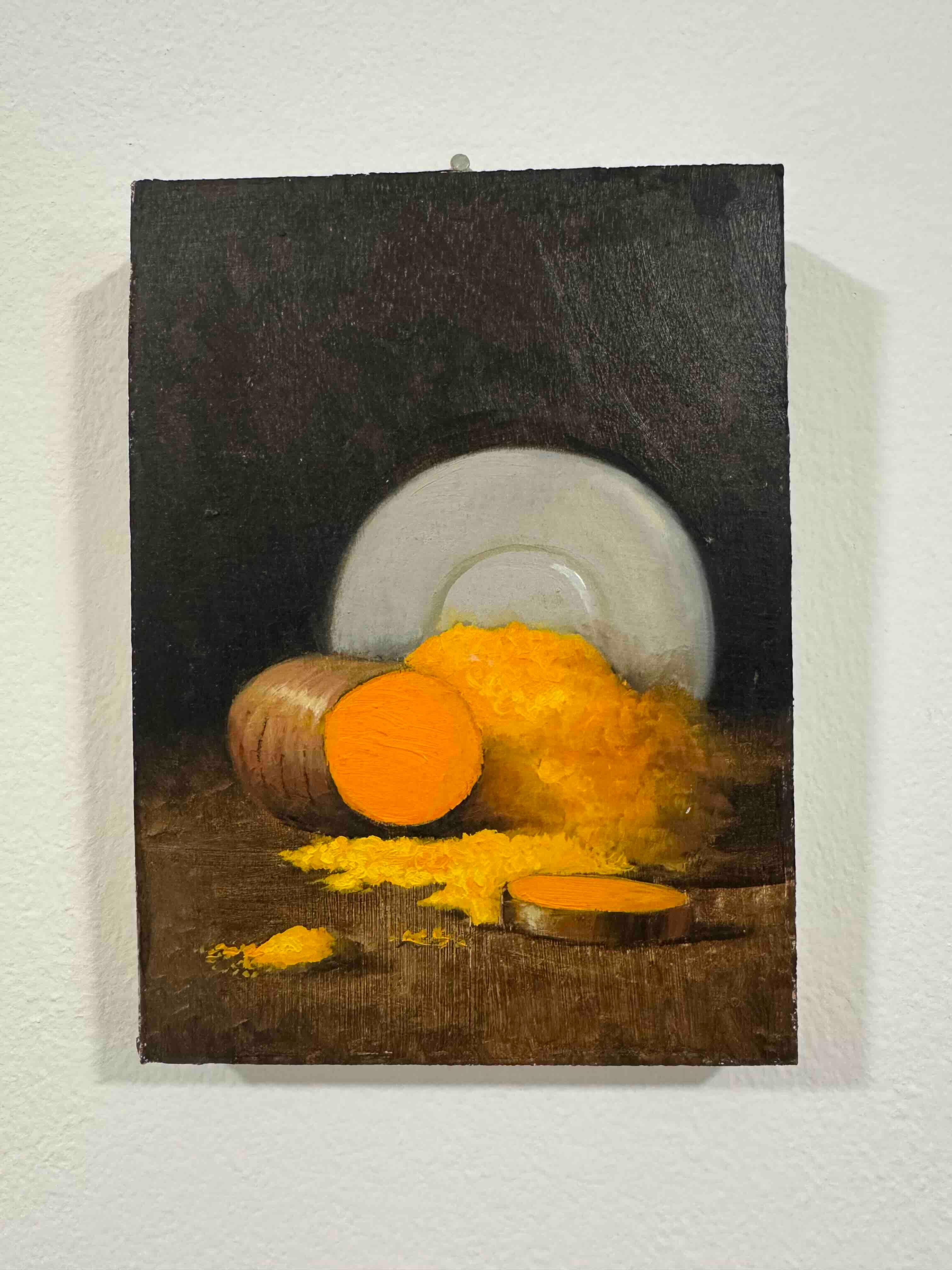 Dittico di peperoncino e curcuma - pittura realistica in vendita 7