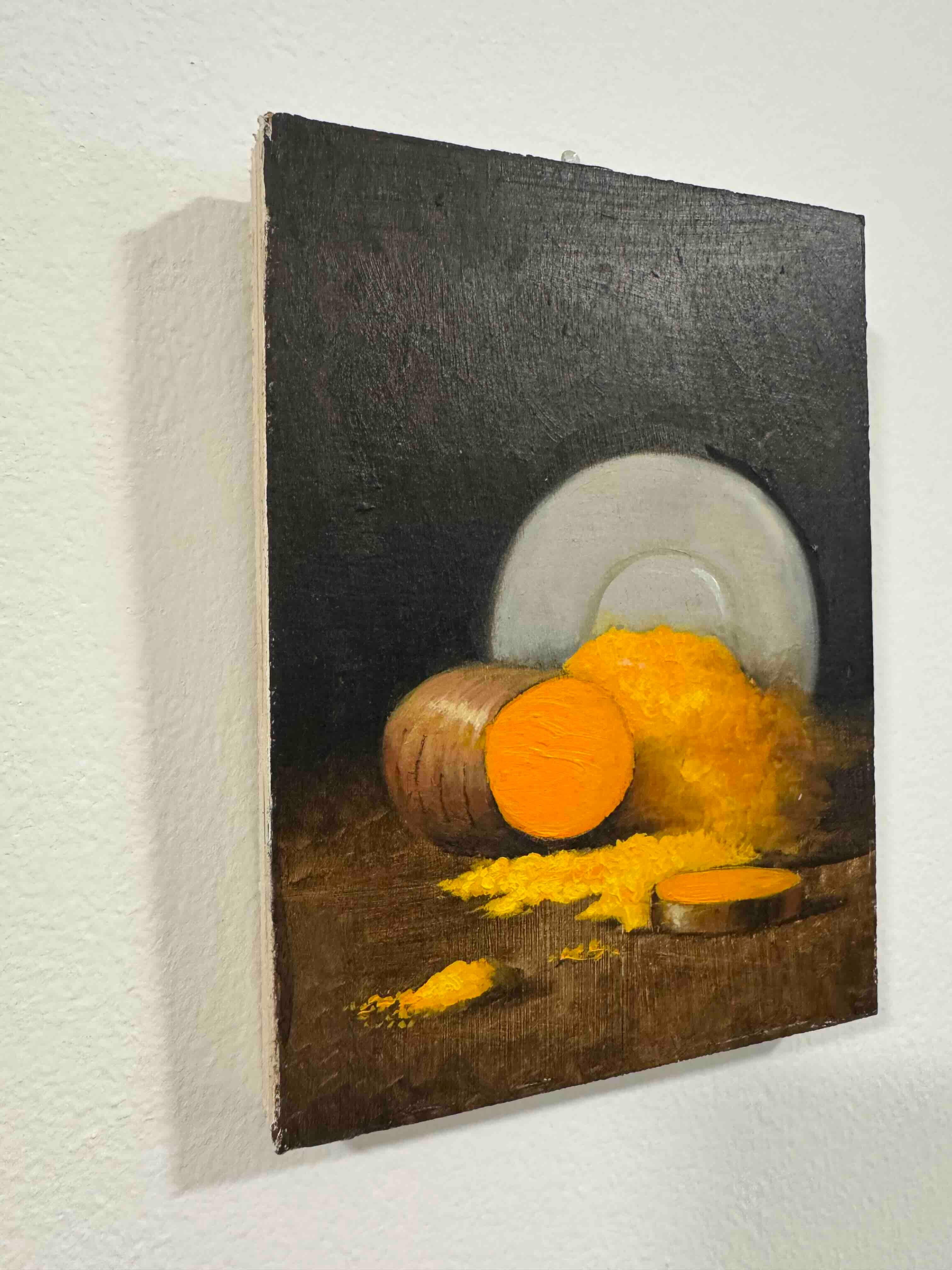 Dittico di peperoncino e curcuma - pittura realistica in vendita 8