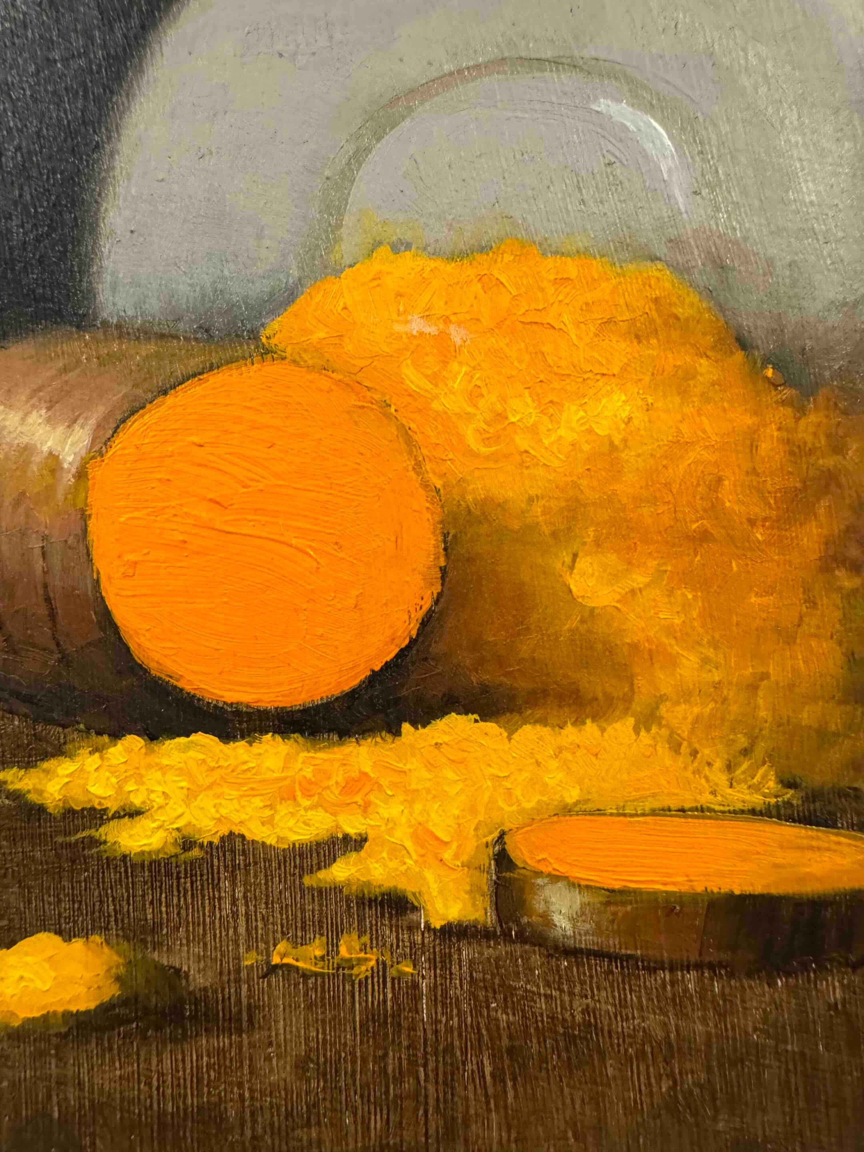 Dittico di peperoncino e curcuma - pittura realistica in vendita 12
