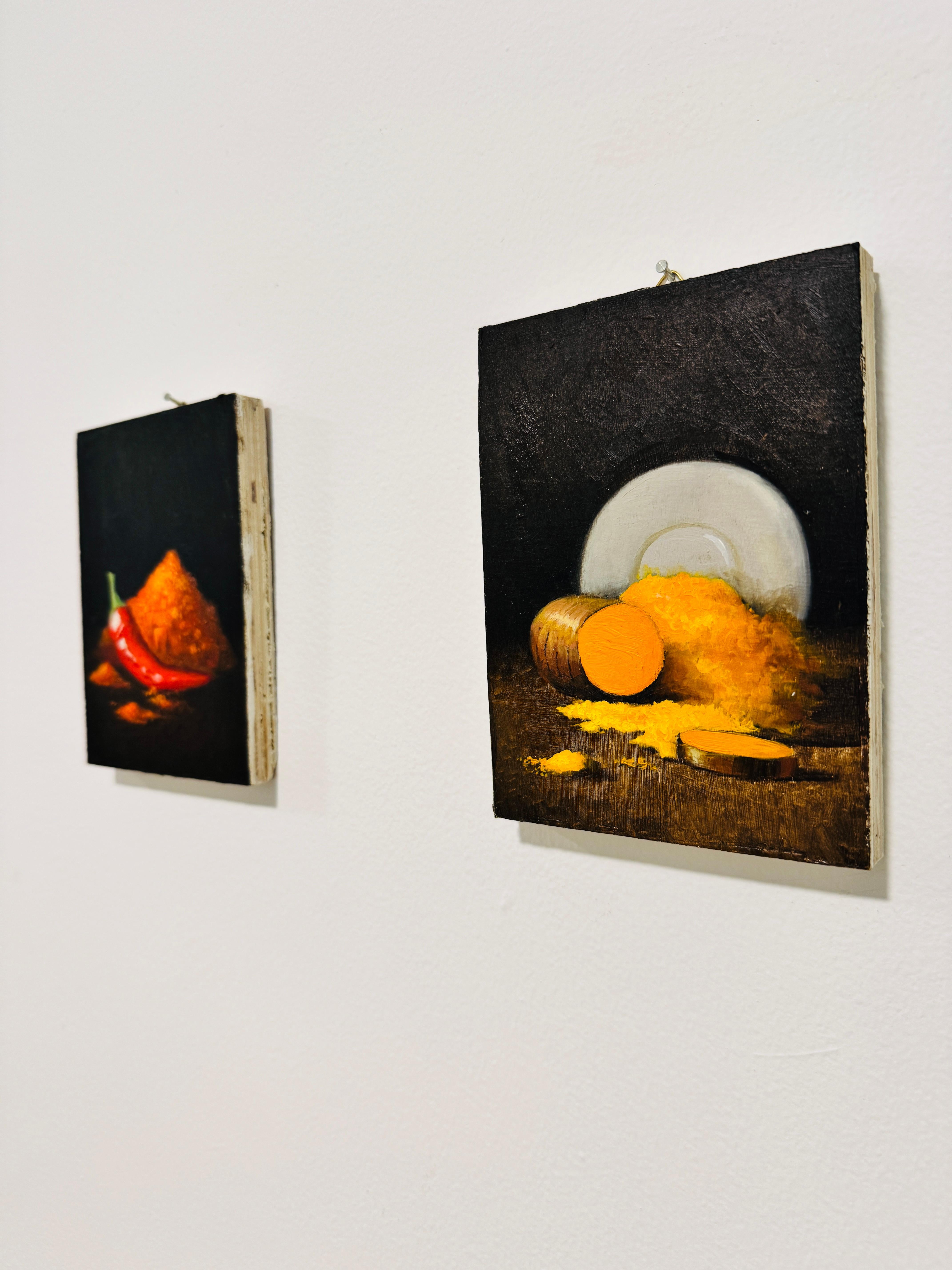 Dittico di peperoncino e curcuma - pittura realistica - Painting Realismo di Roni Yoffe