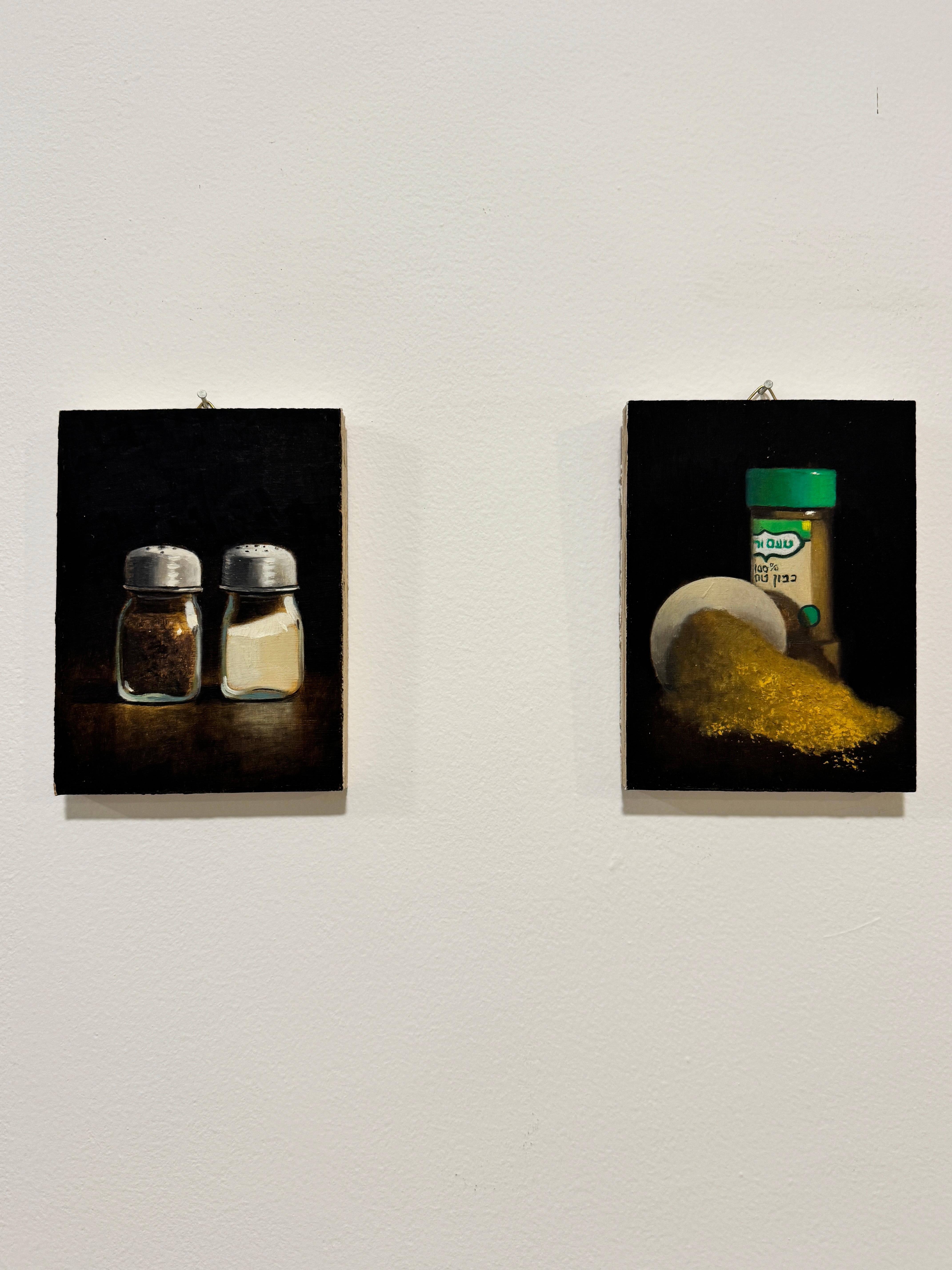 Roni Yoffe Figurative Painting – Kreuzkümmel & Salz und Pfeffer Diptychon - realistische Malerei