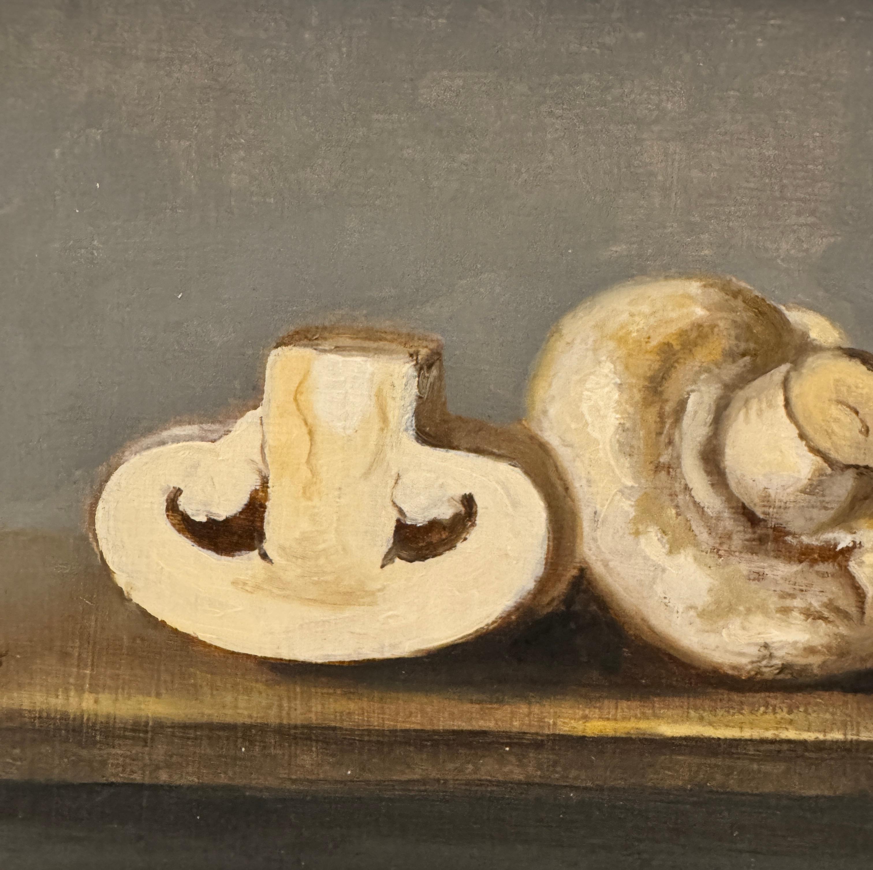 Mushrooms - realistic painting - Realist Painting by Roni Yoffe