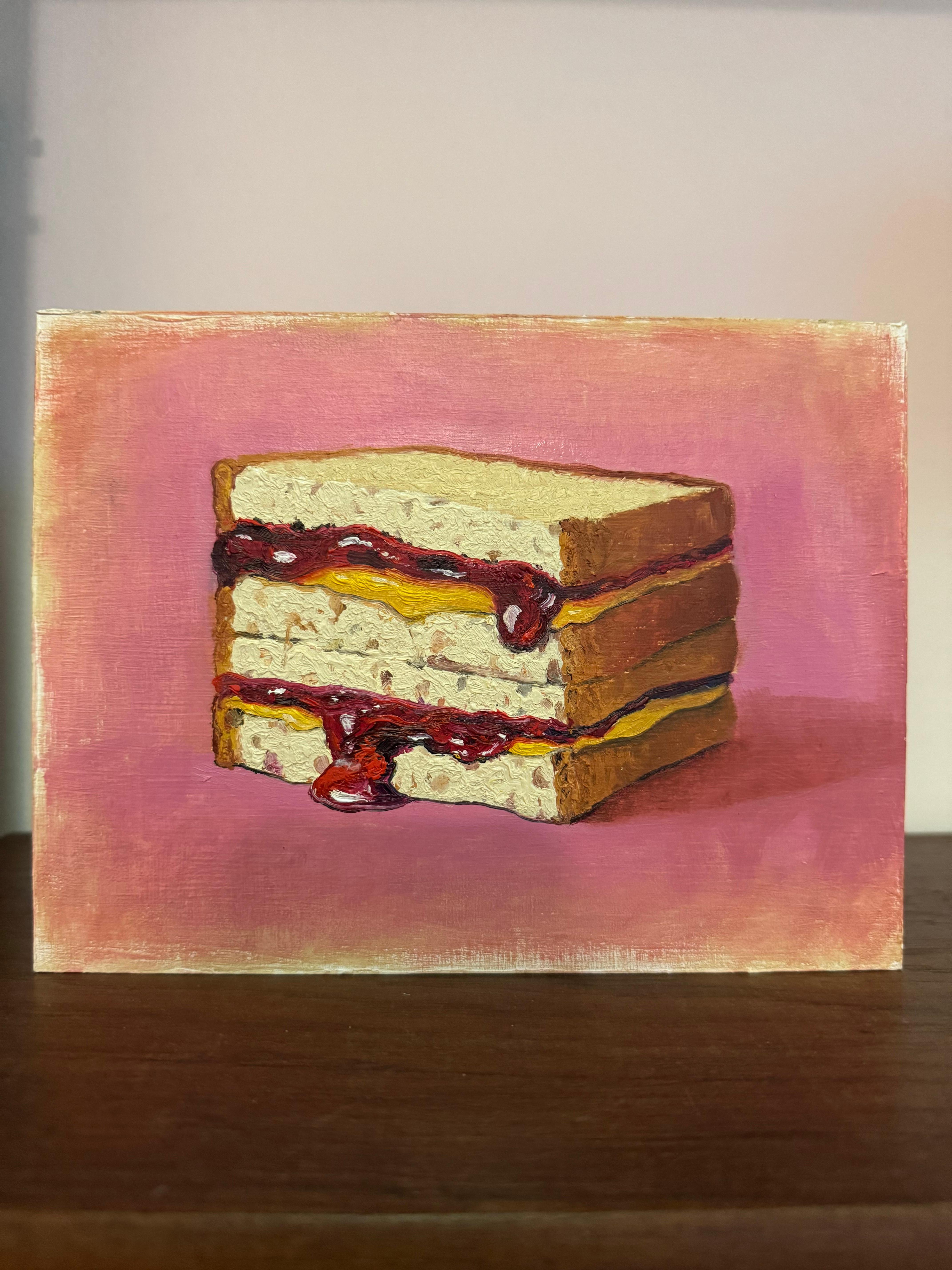Erdnussbutter-Gelee-Sandwich - realistische Malerei – Painting von Roni Yoffe