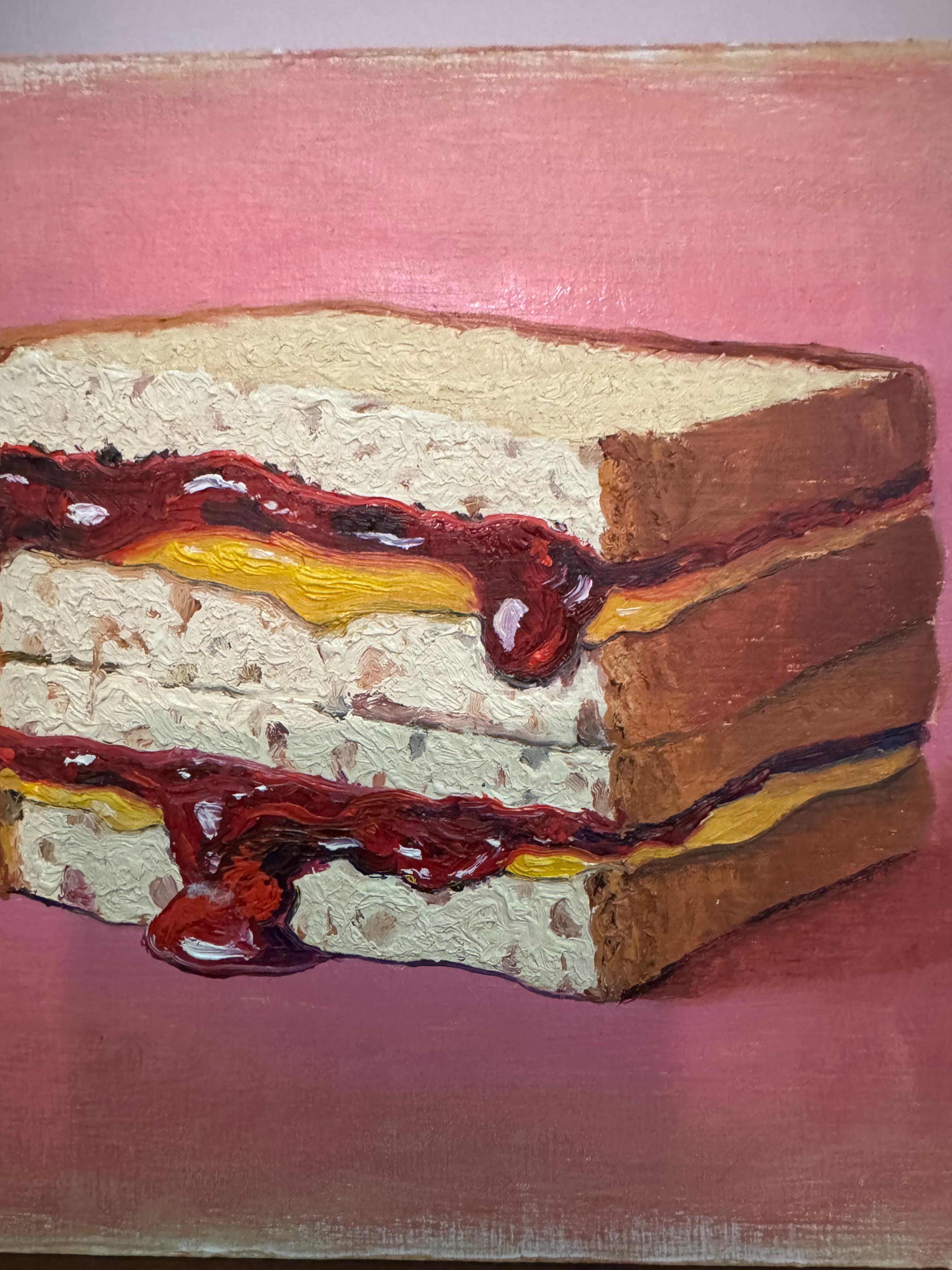 Erdnussbutter-Gelee-Sandwich - realistische Malerei (Amerikanischer Realismus), Painting, von Roni Yoffe